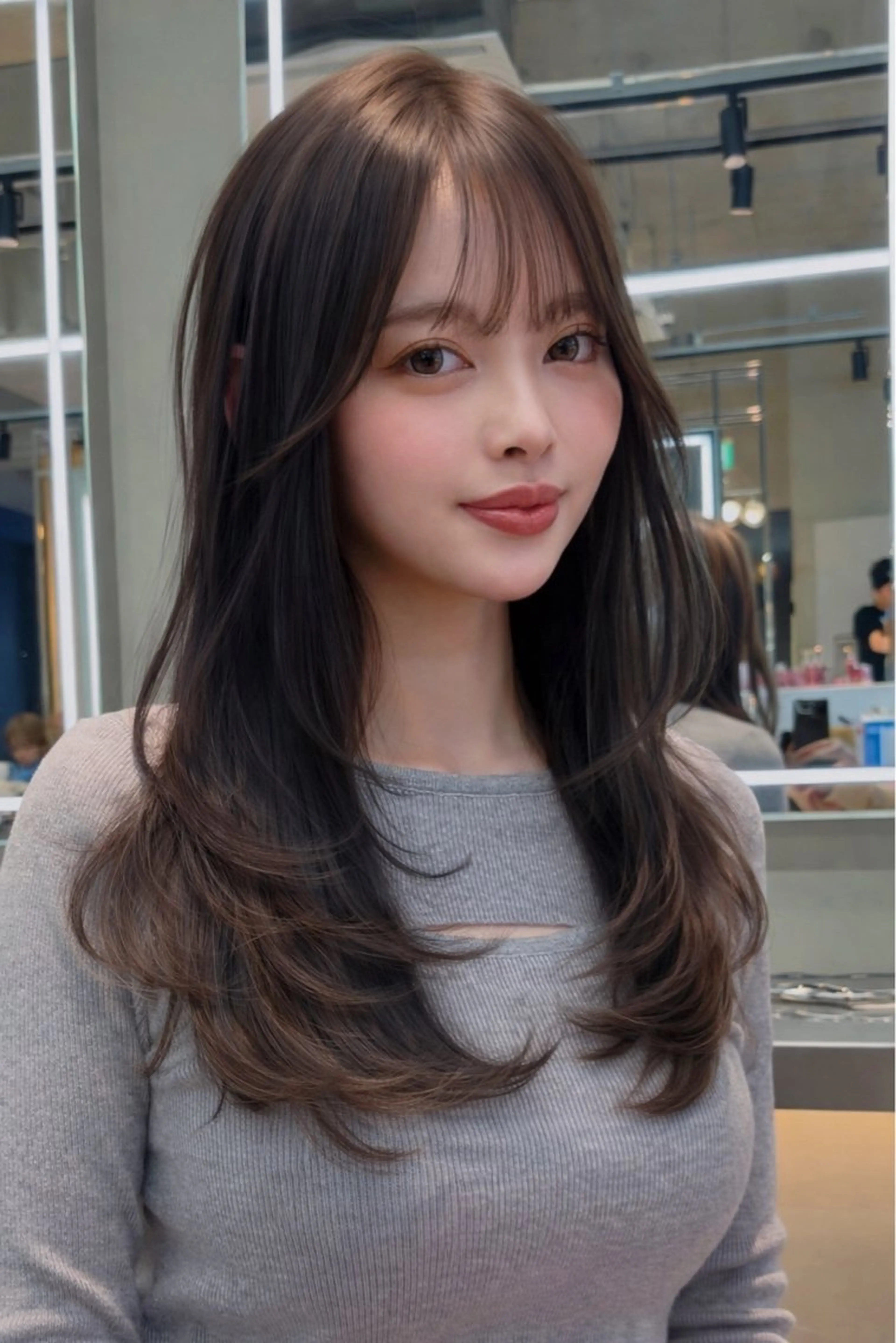 ミディアム カラー ベージュカラー ブリーチ 透明感カラー ブリーチなしカラー 髪質改善 【博多髪質改善】 吉村　清志のヘアスタイル