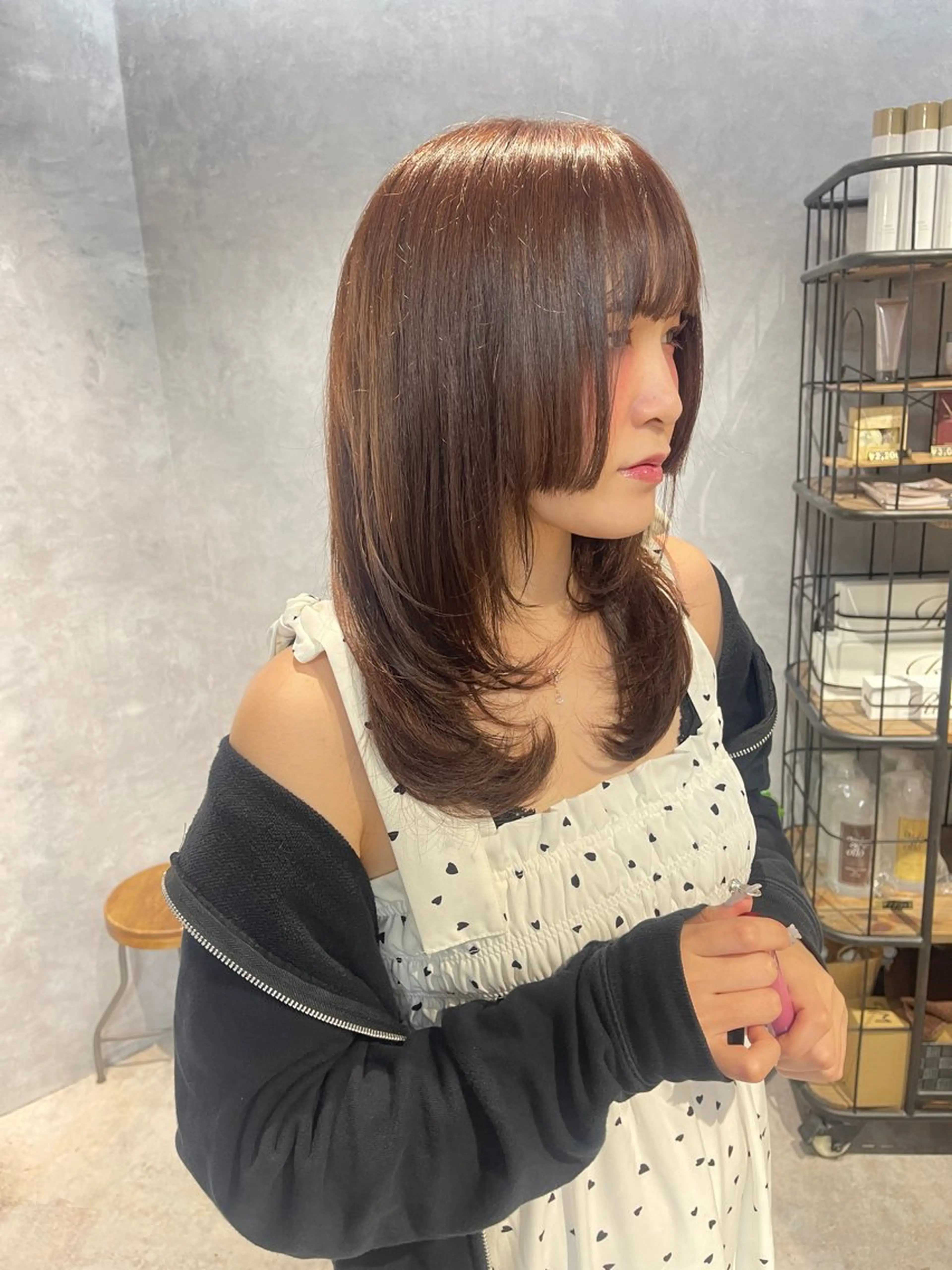 セミロング カラー ブリーチ ケアブリーチ カット ヘアカラー トリートメント 福西 洋斗のヘアスタイル