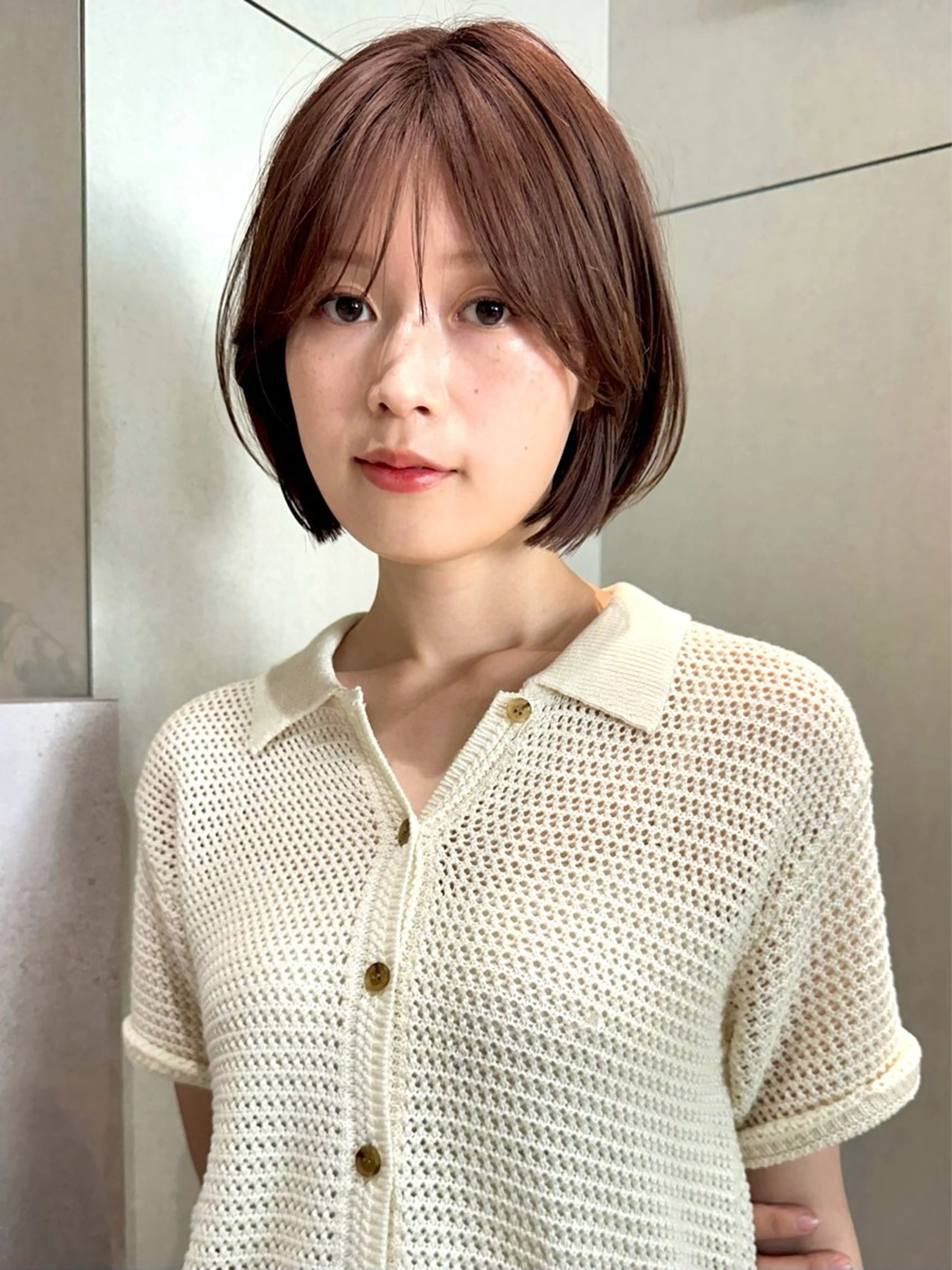 ショート カラー パーマ 🫧小顔×似合わせ× 透明感カラー🫧のヘアスタイル