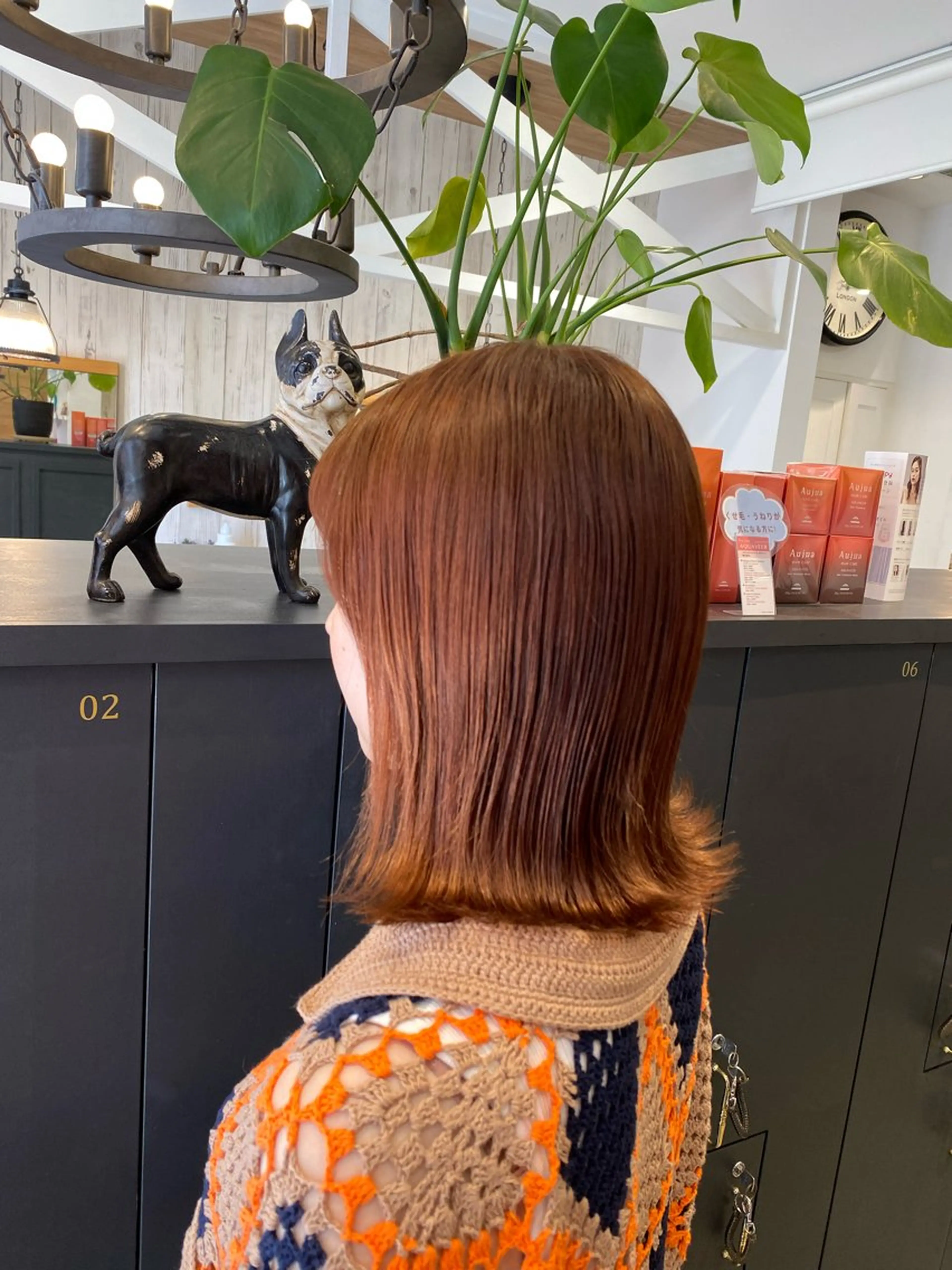 ミディアム カラー オレンジ 柴田 枝利子のヘアスタイル