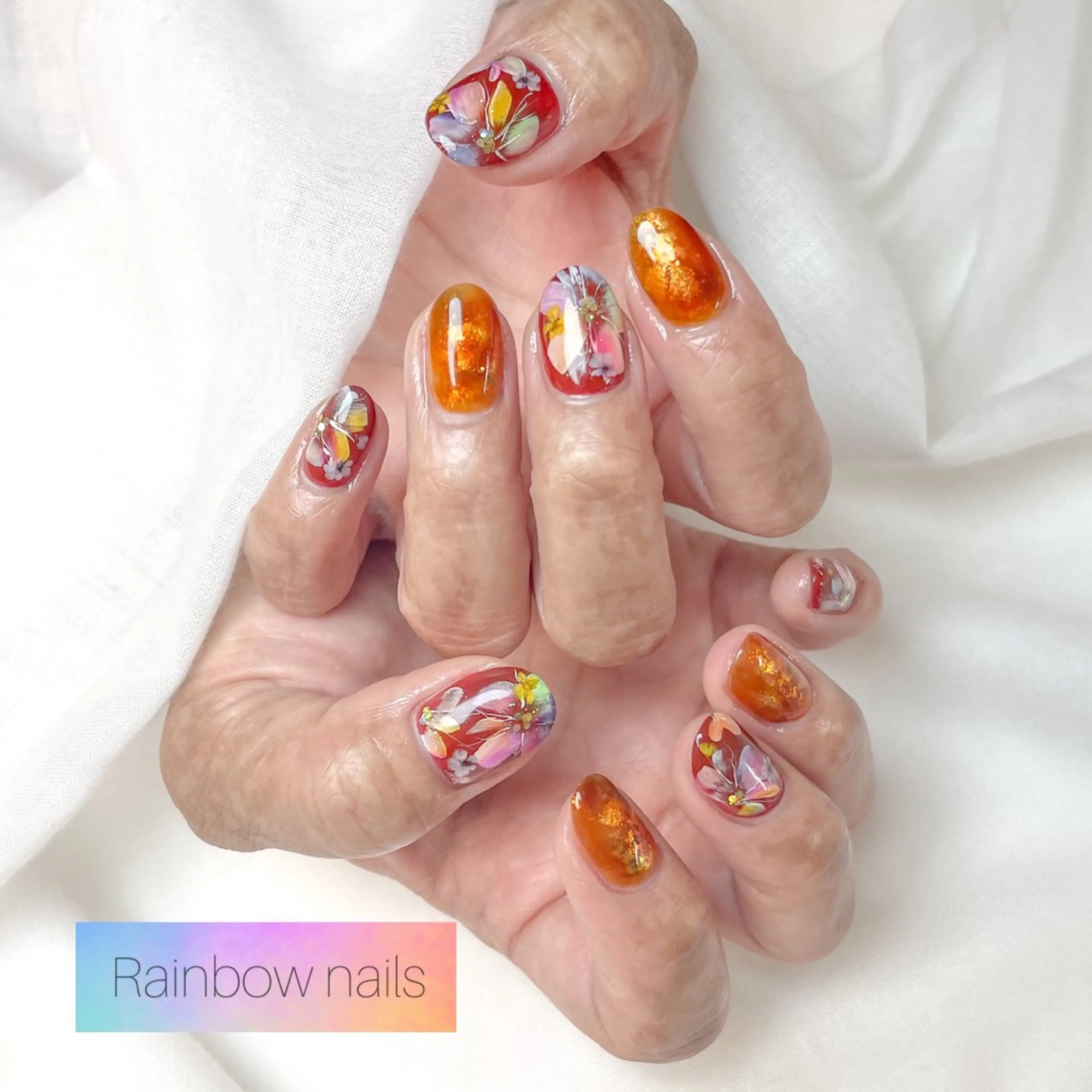 ネイル Rainbow nailsくろちゃんのネイルデザイン