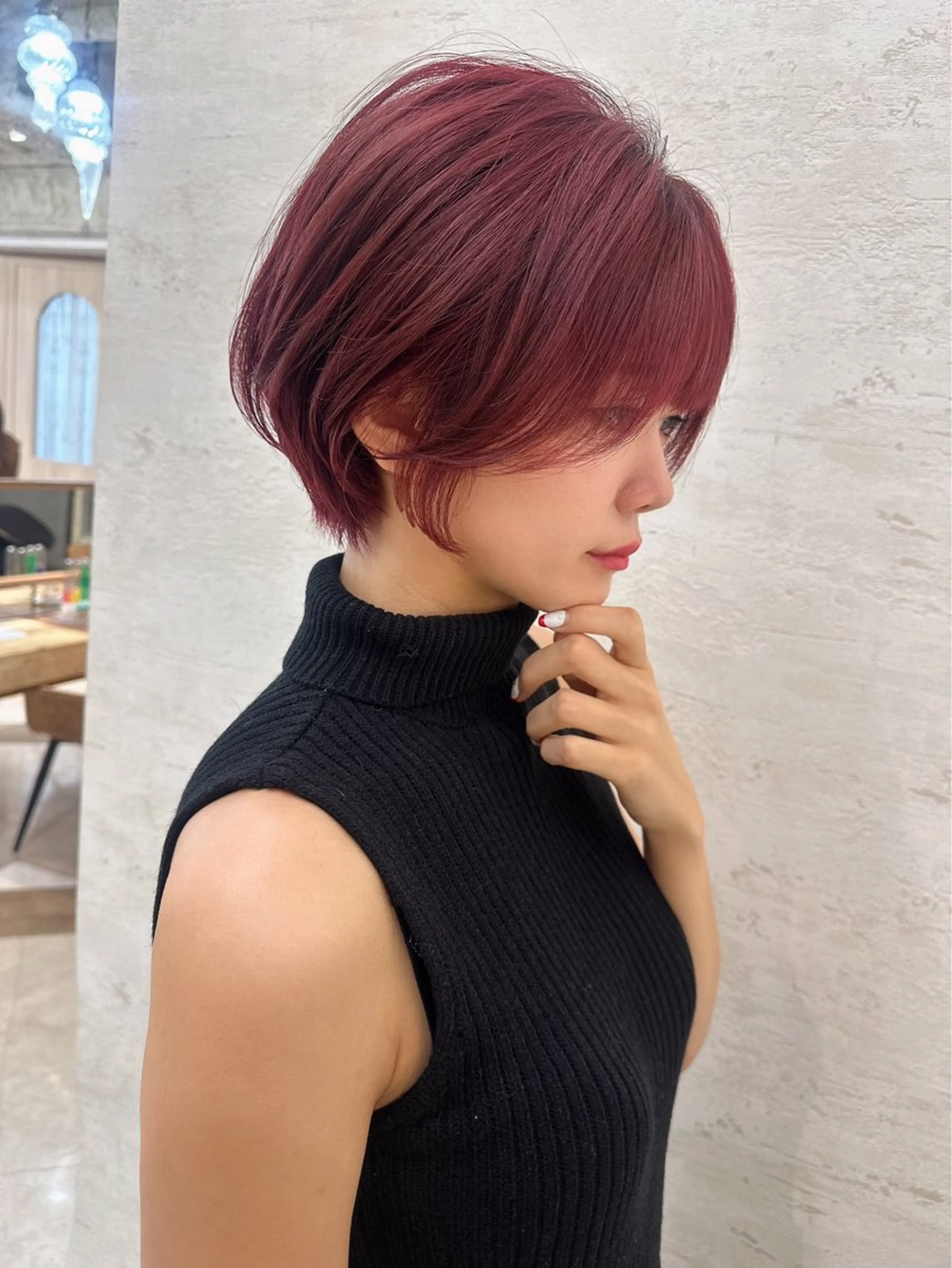 ショート カラー ピンクカラー くびれヘア ショートヘア ヘアカラー トリートメント 荻野 峻輔/レイヤー /透明感カラーのヘアスタイル