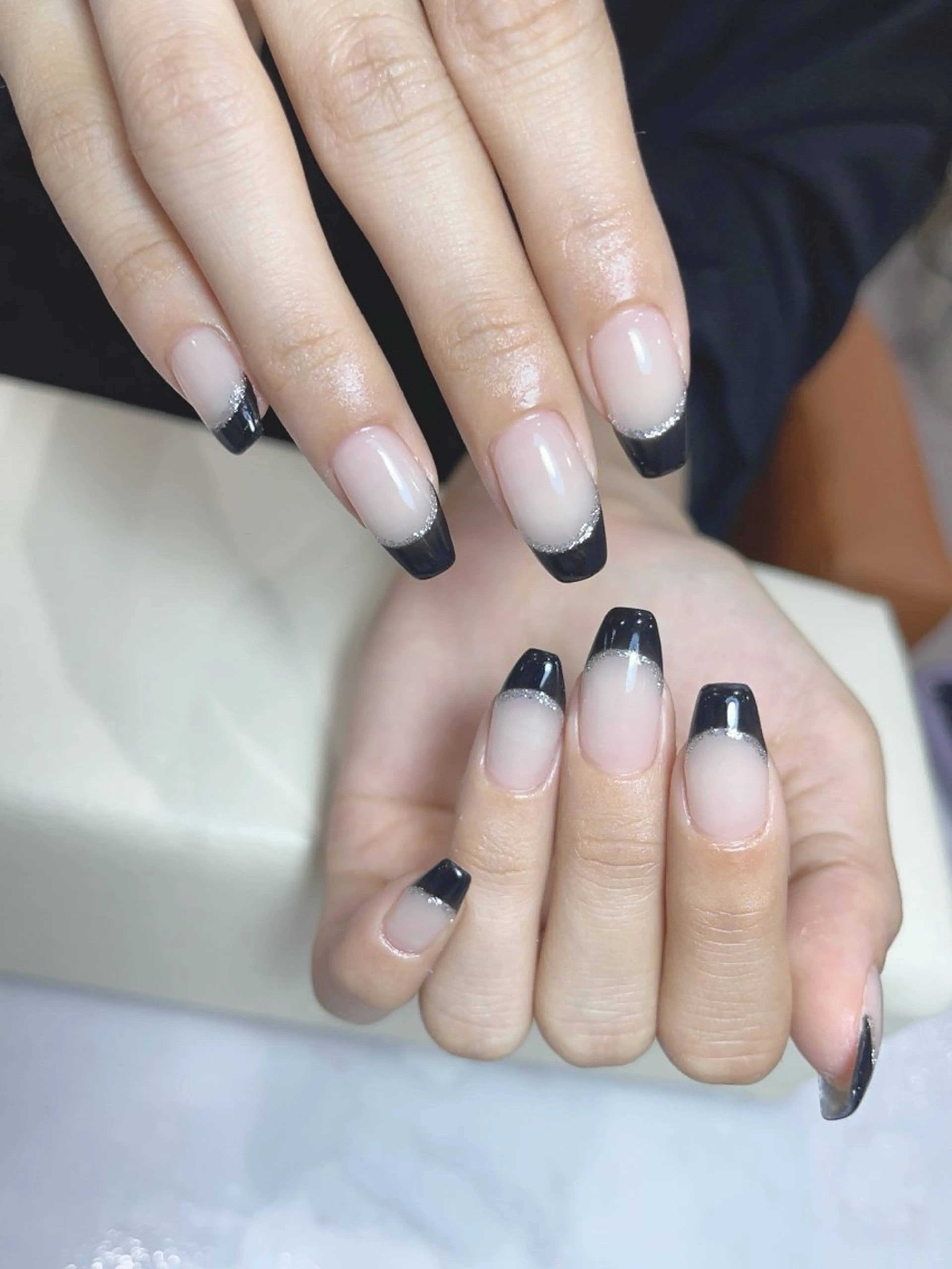 ネイル アートネイル フラッシュネイル フレンチネイル ガラスフレンチ グラデーション ハンドネイル M2beauty Renaのネイルデザイン