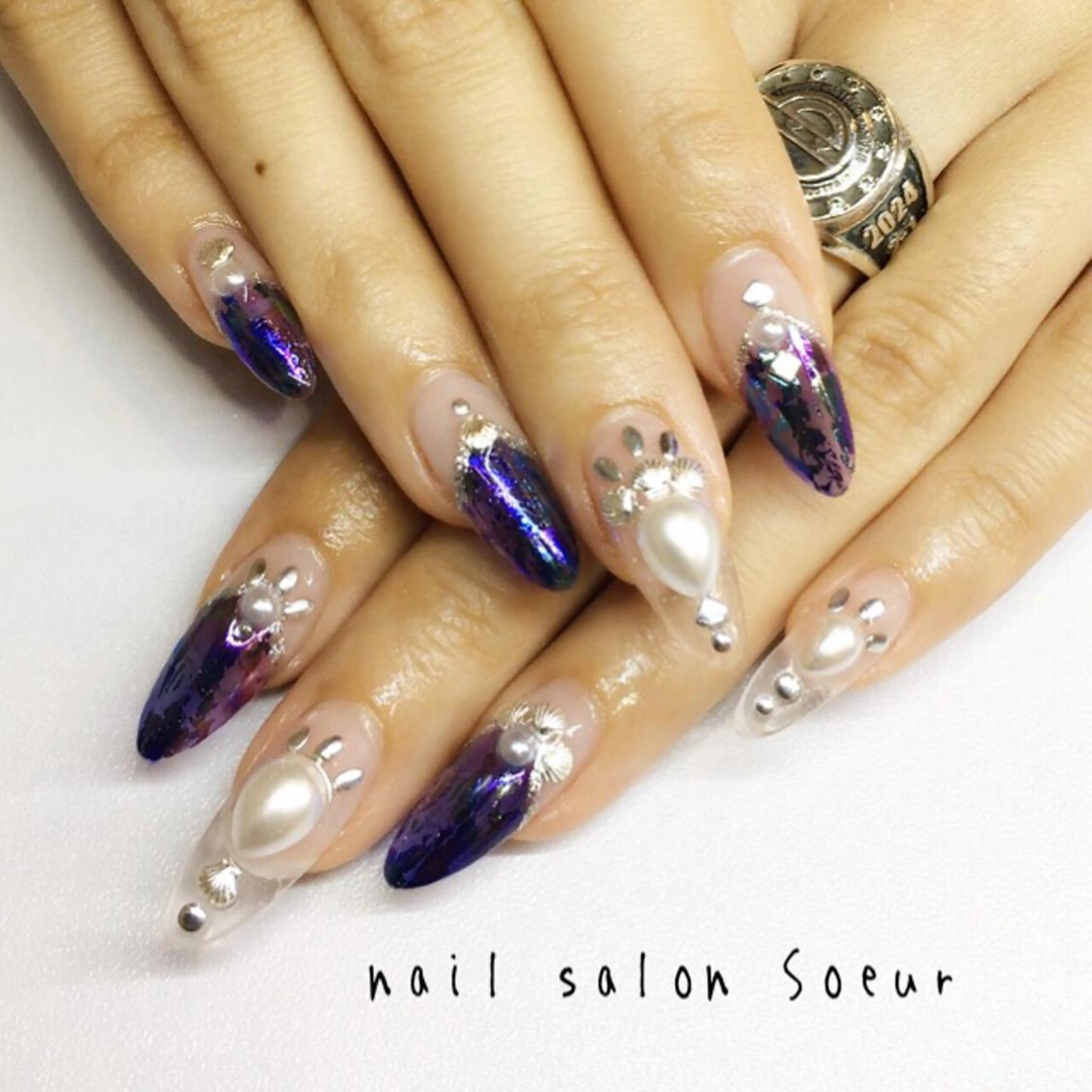 ネイル クリアネイル 持ち込み スカルプネイル ハンドネイル nail salon Soeurのネイルデザイン