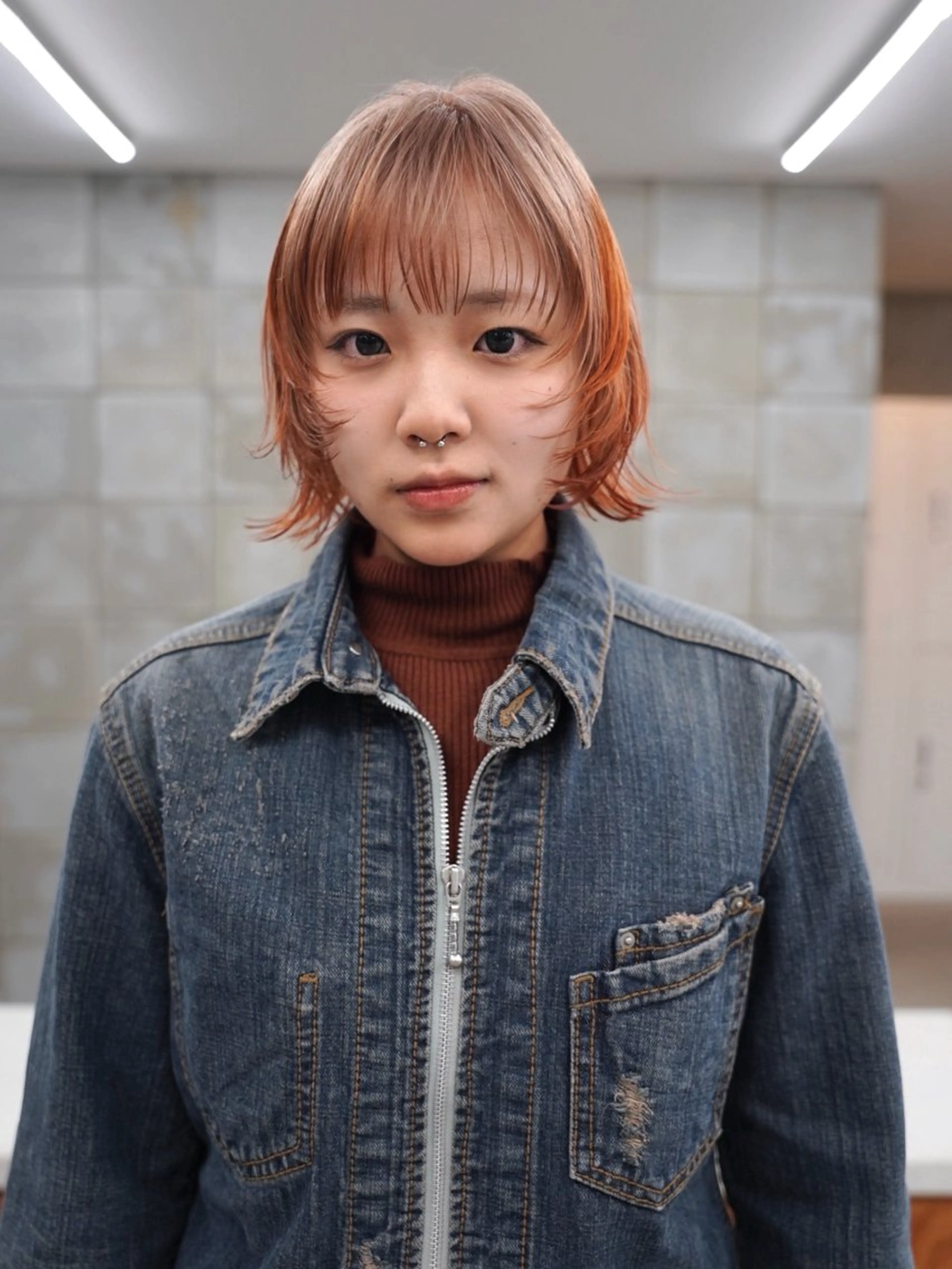 ショート カラー オレンジ カット ヘアカラー トリートメント Kaito🐶/ デザイン/レイヤーのヘアスタイル