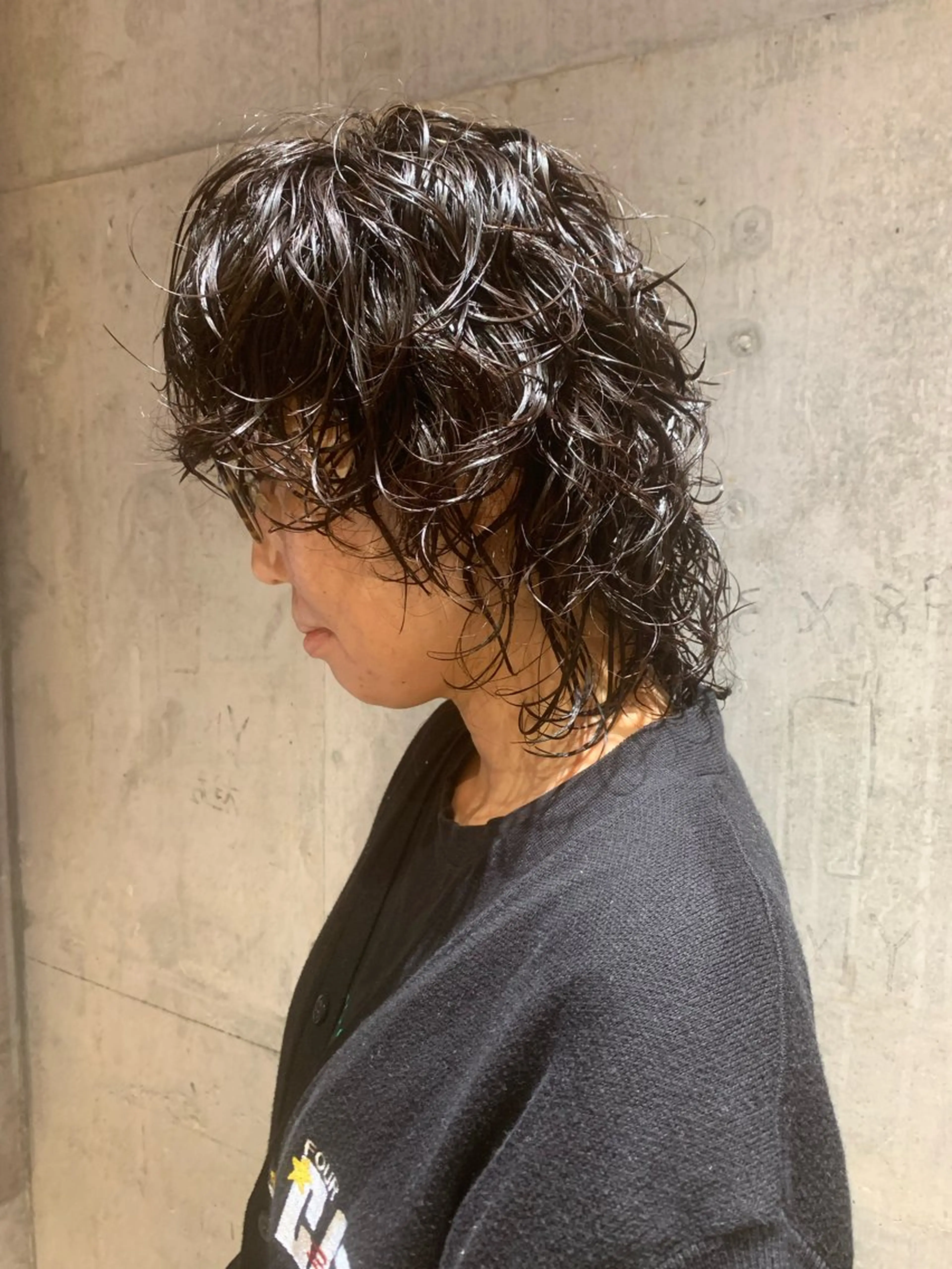 ミディアム カラー パーマ パーマ　レイヤー 艶カラー/横山大樹のヘアスタイル