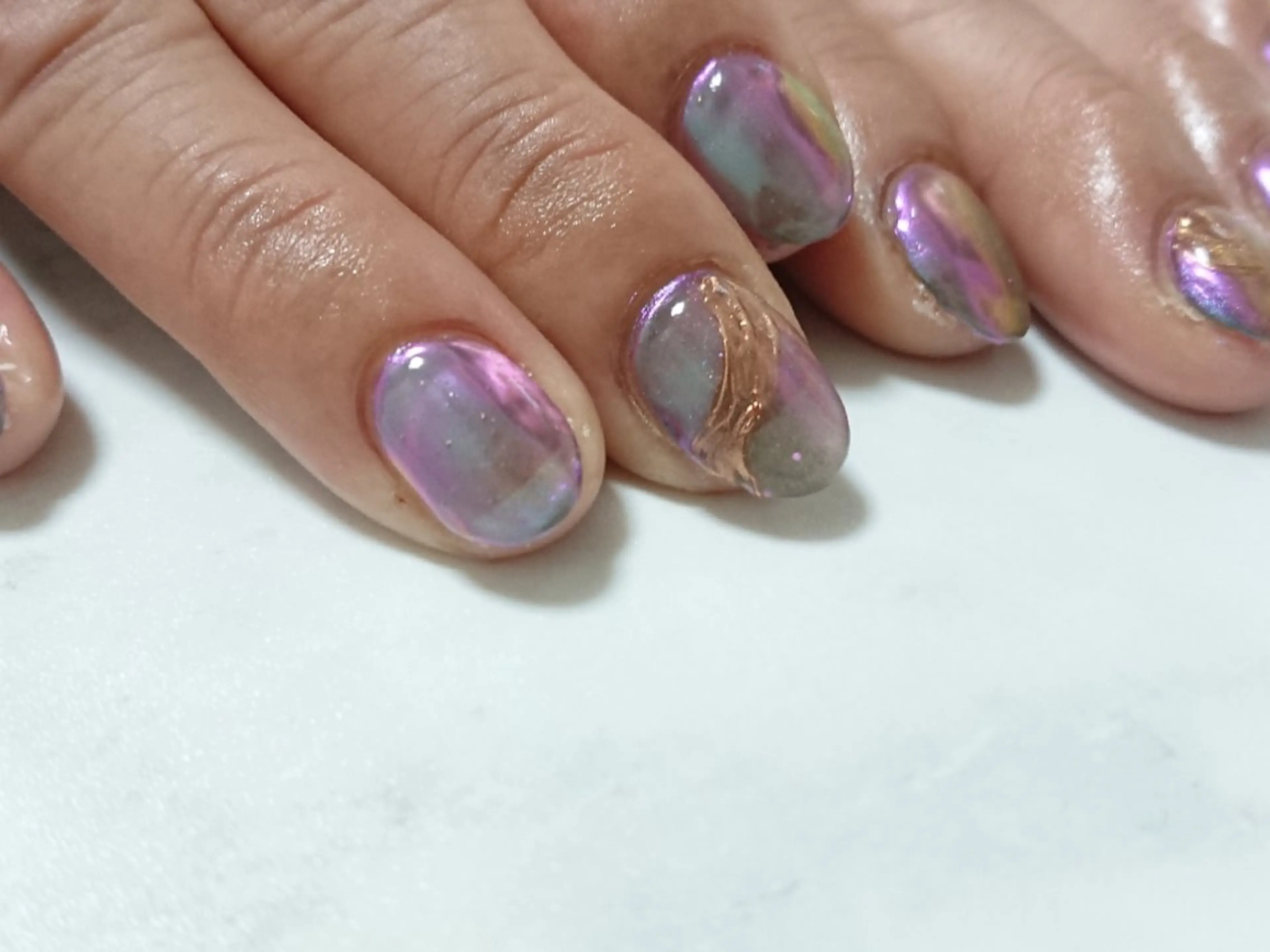 ネイル ミラーネイル ハンドネイル shellnail さなえのネイルデザイン