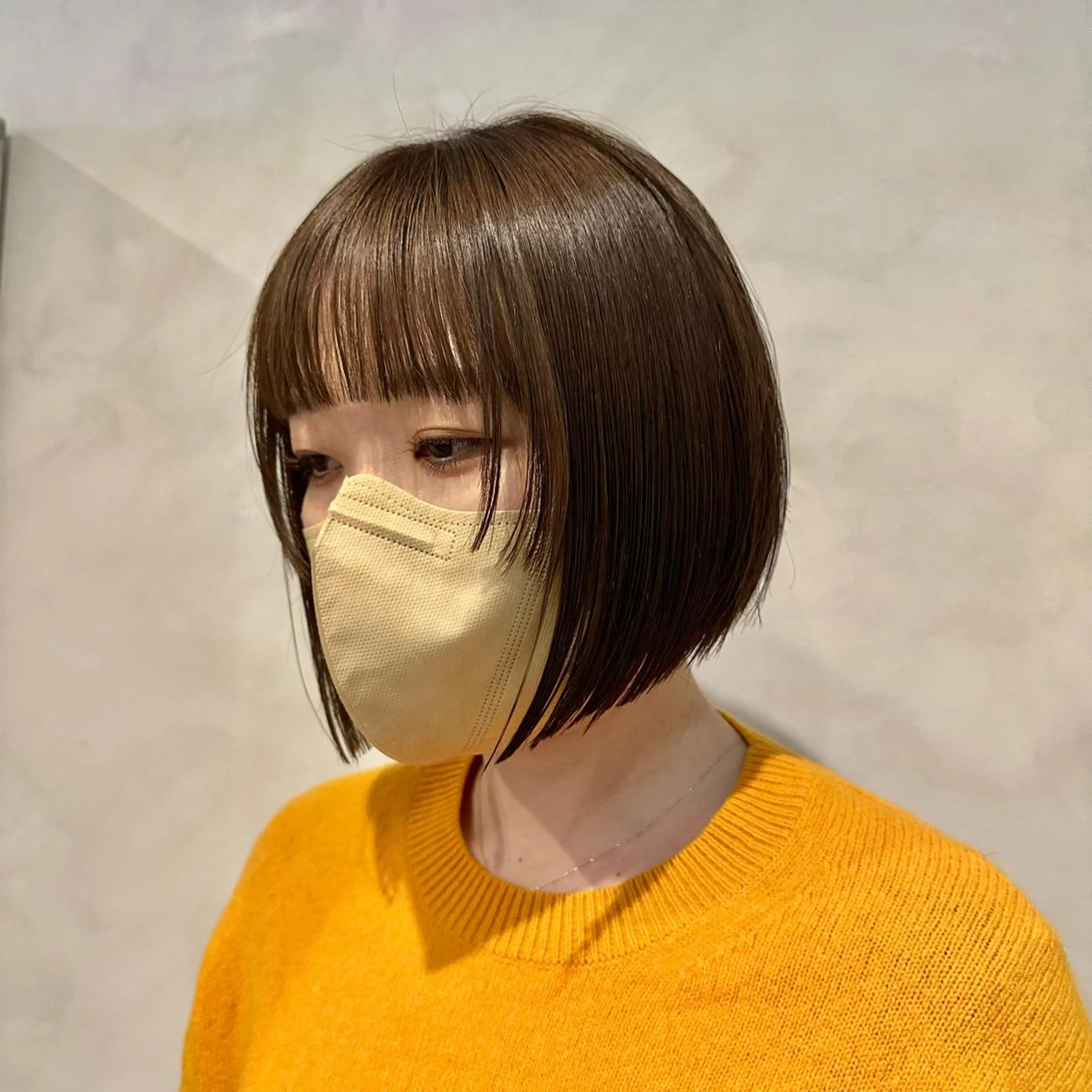 ミディアム カラー ボブ カット ヘアカラー トリートメント Yuki☺︎パーマ レイヤーカットのヘアスタイル