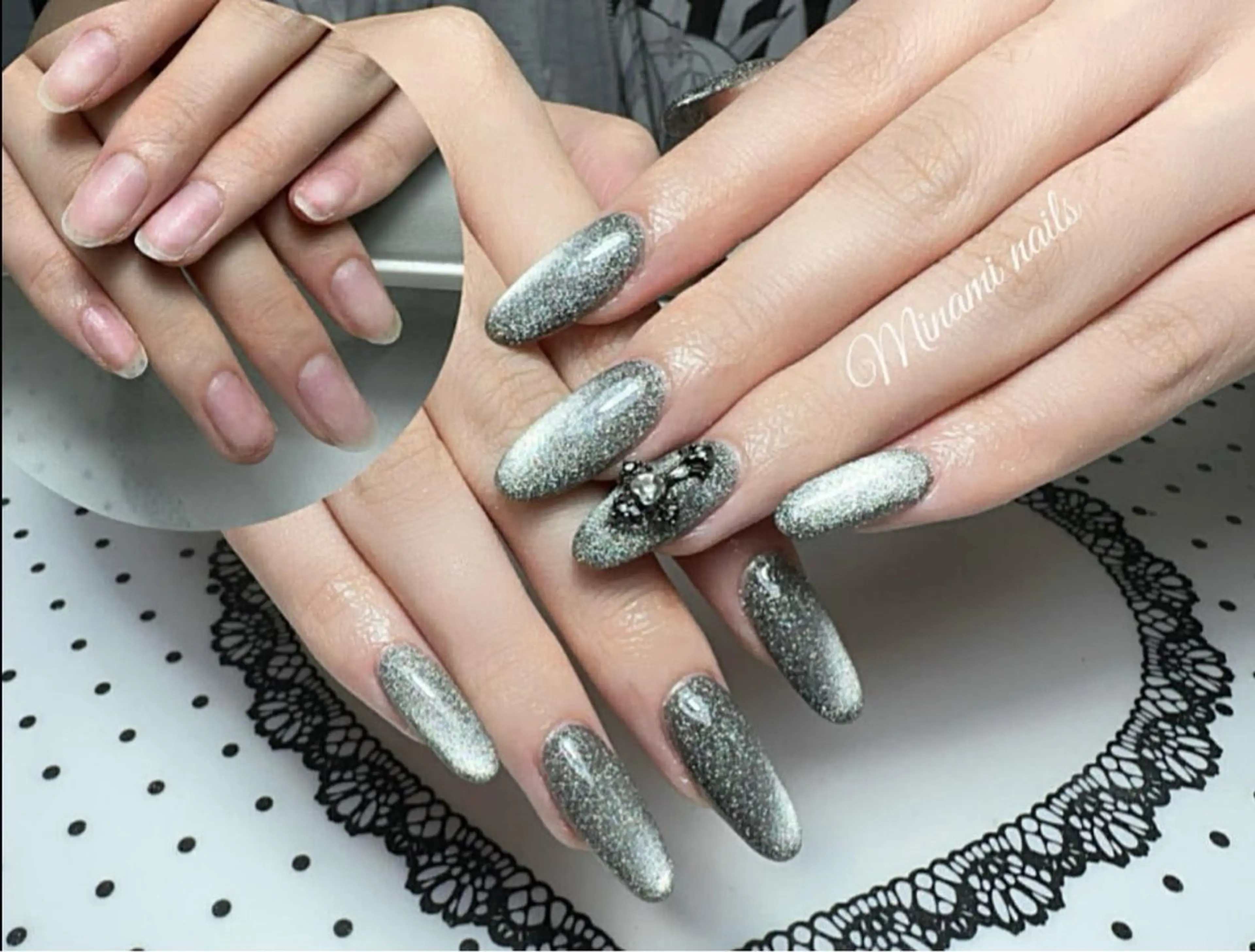 ネイル アートネイル オーロラネイル ガーリー キラキラネイル 韓国ネイル Minami Nailsのネイルデザイン