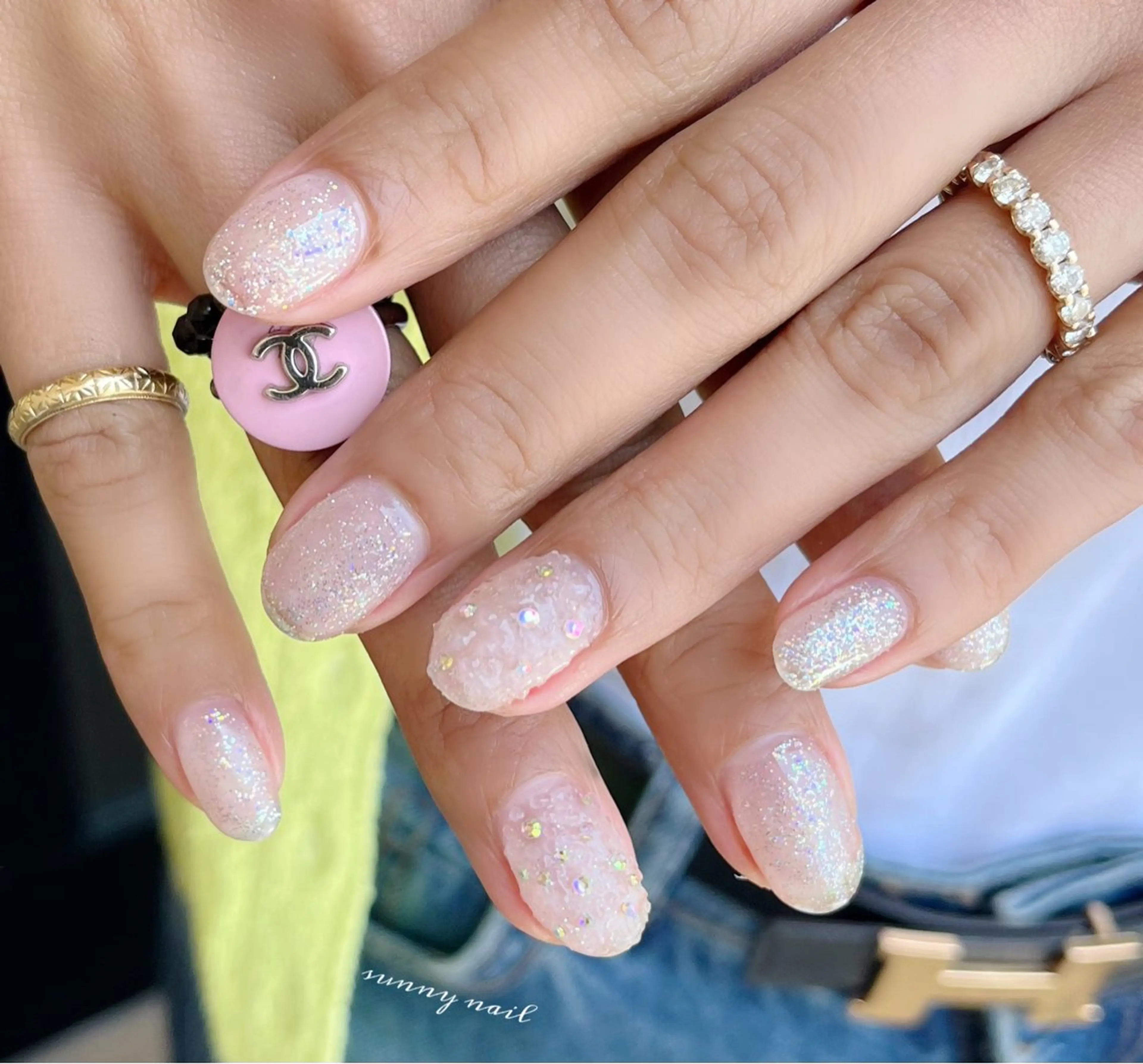 ネイル クリアネイル ジェルネイル ラメ(グリッター) パラジェル 夏ネイル sunny nailのネイルデザイン