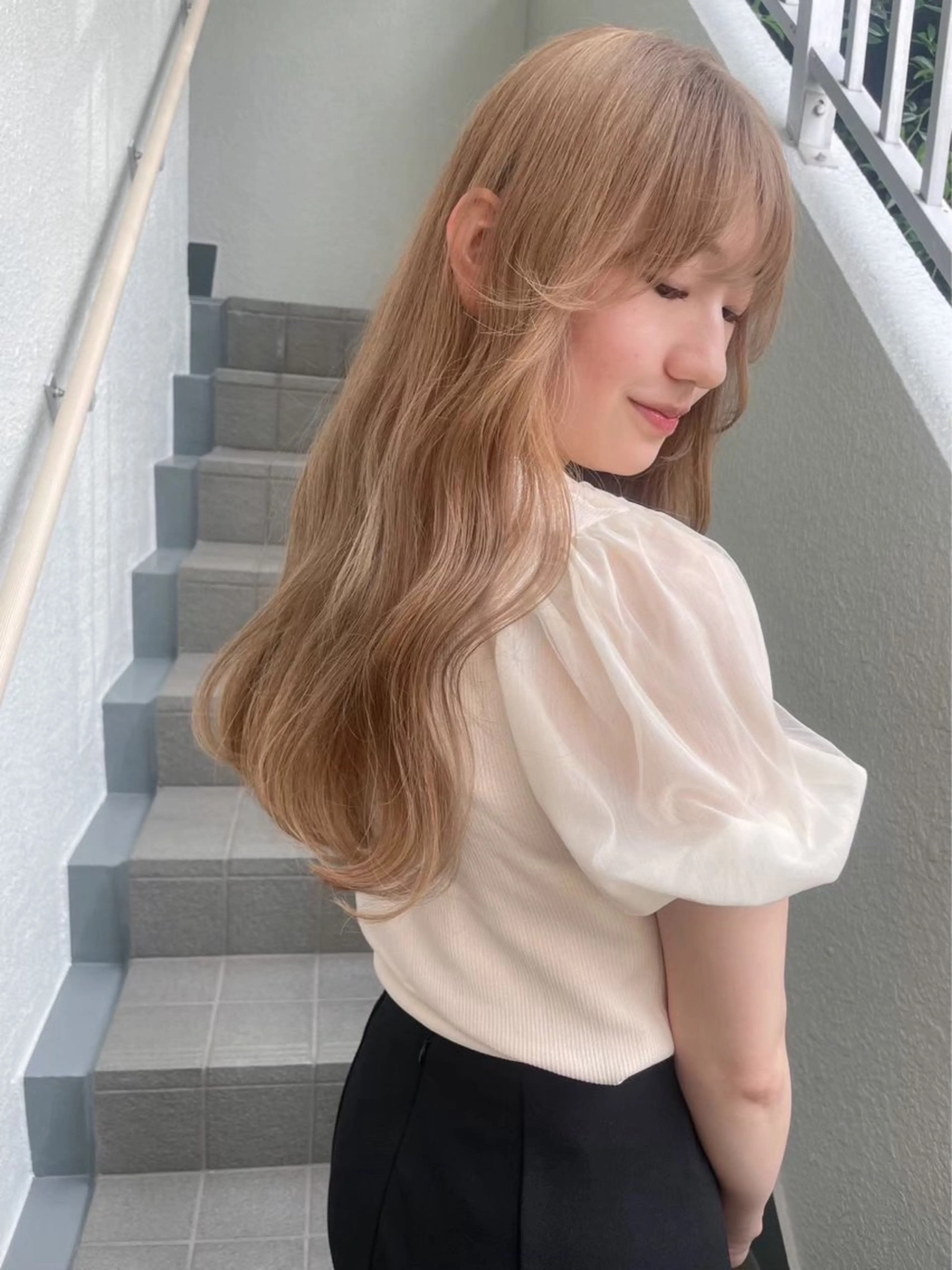 セミロング ヘアカラー レイヤーカット/暖色 カラー/mao🎀のヘアスタイル