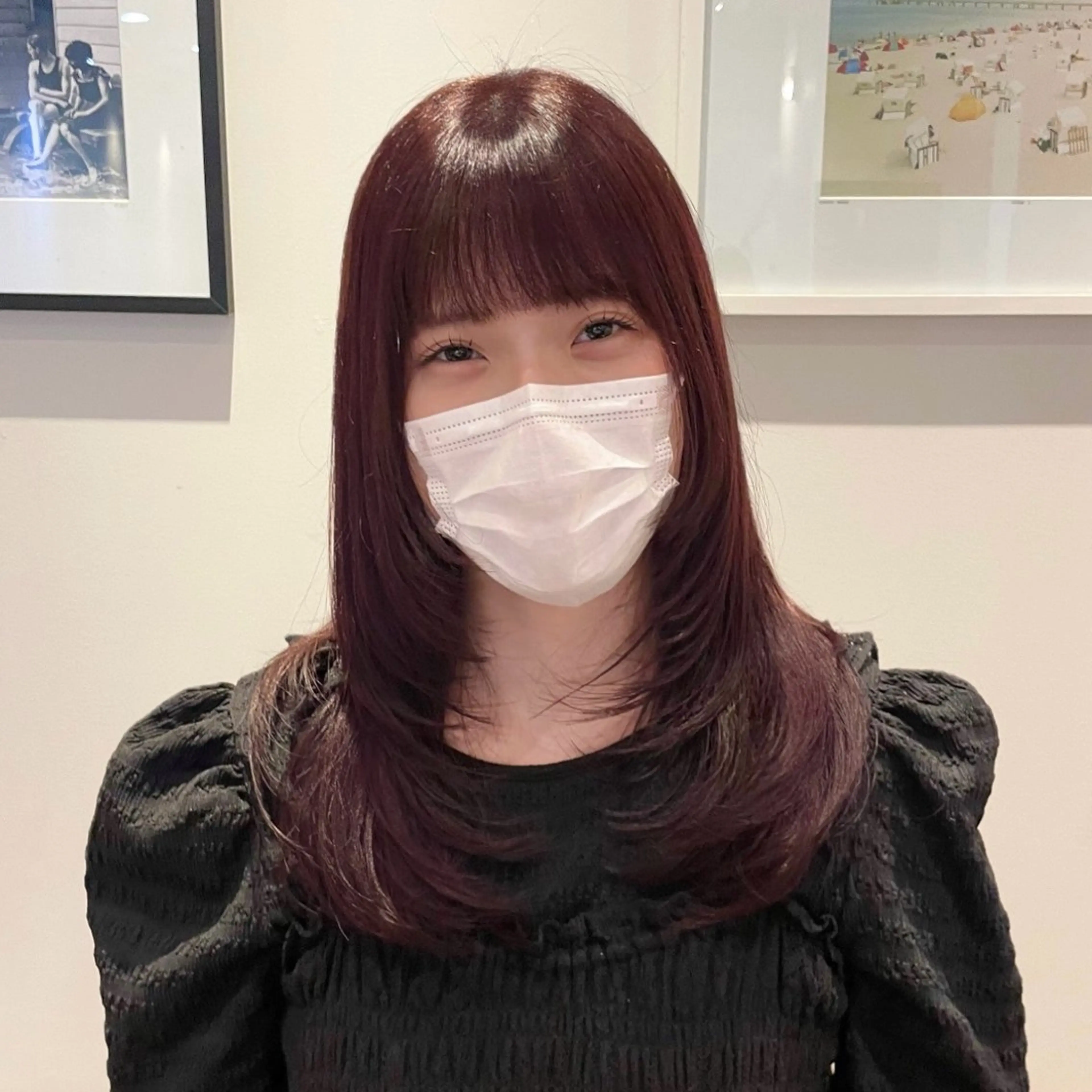 セミロング ピンクラベンダー 顔まわりレイヤー レイヤーカット レイヤー/抜け感カラ ーAI🫧🎀のヘアスタイル