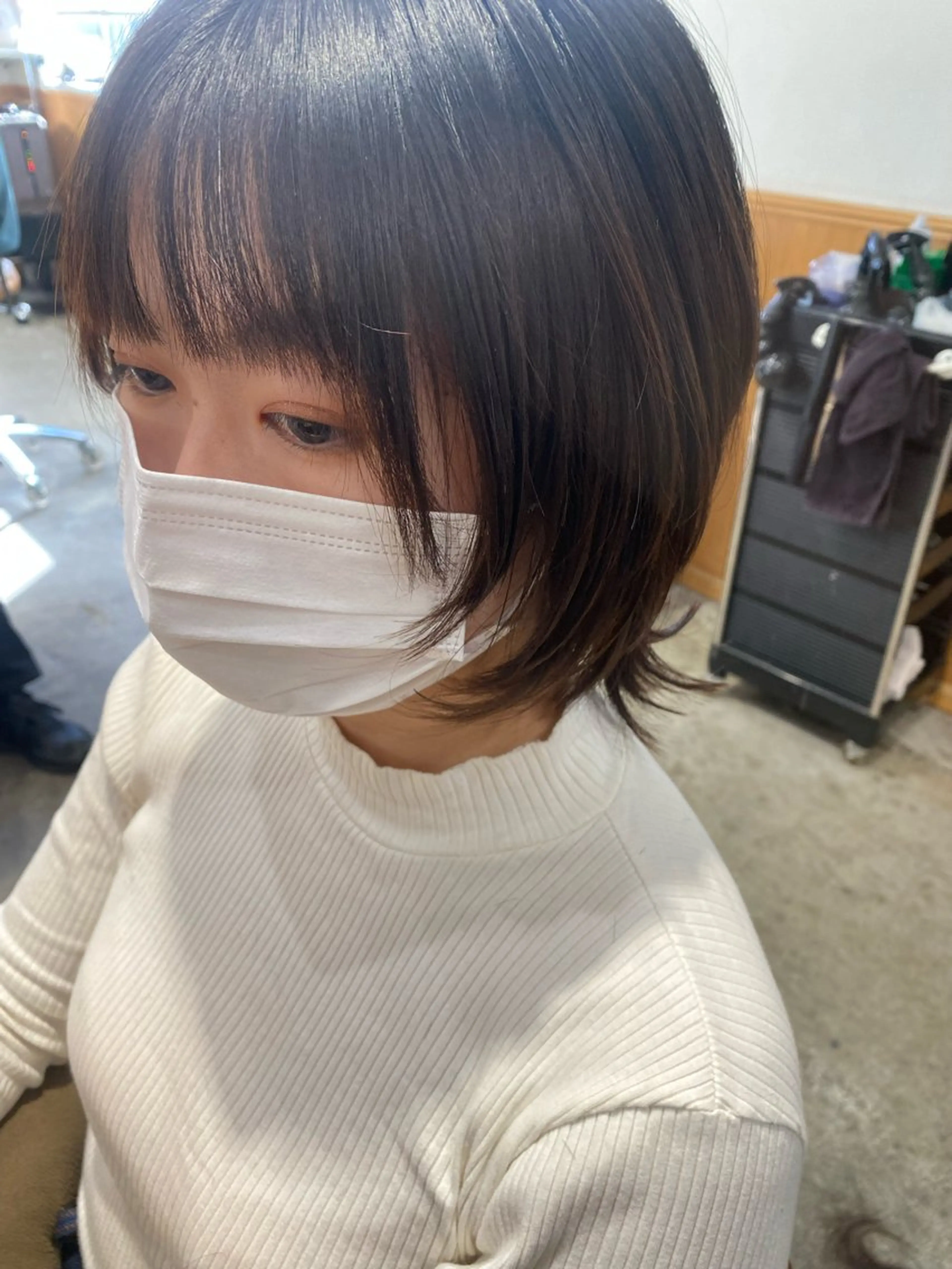 ミディアム 顔まわりレイヤー レイヤーカット ウルフカット カット ヘアカラー トリートメント GINZARay2 風本朱里🐥のヘアスタイル