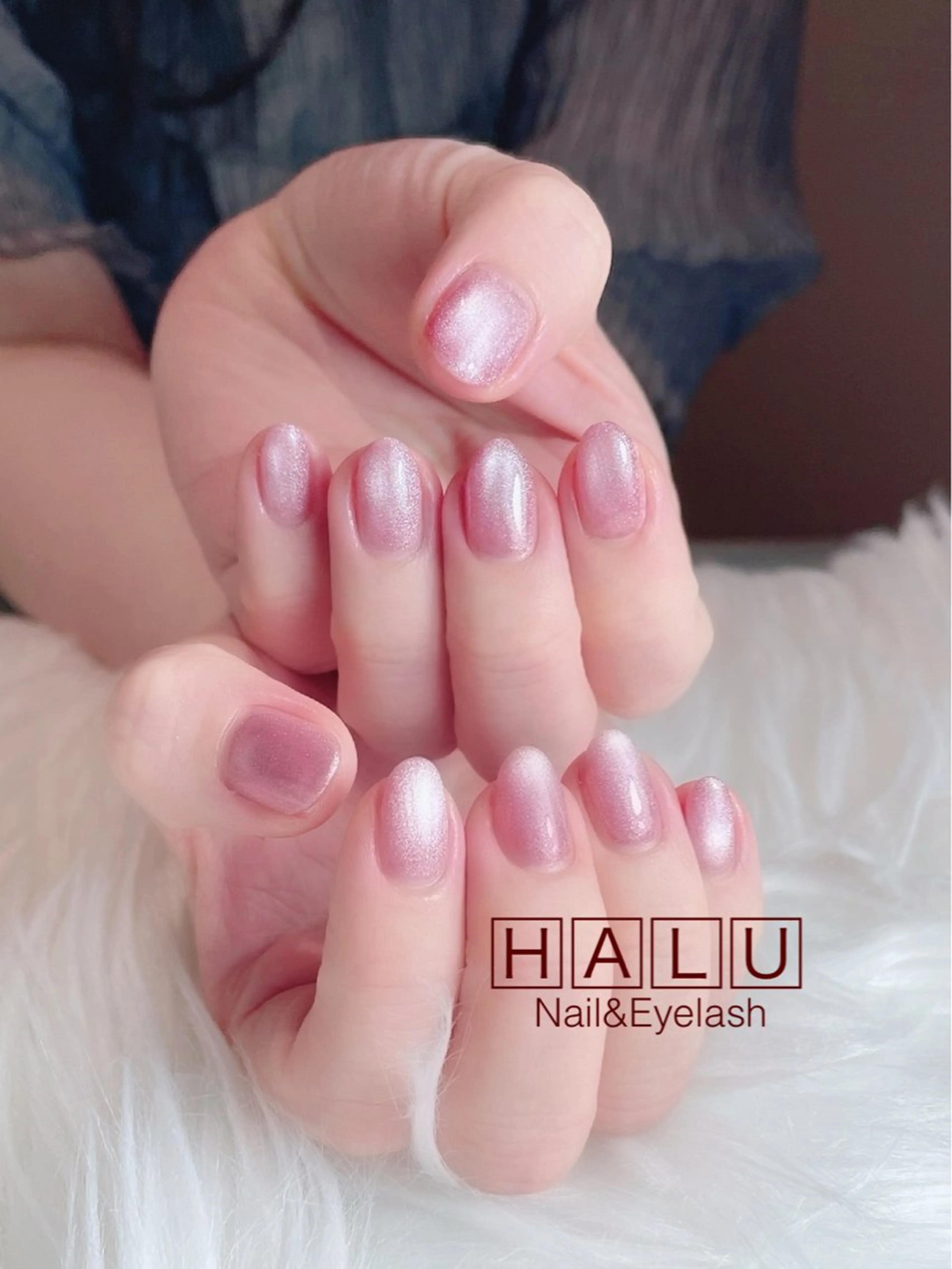 ネイル マグネットネイル ピンク 赤色 HALU ハルのネイルデザイン