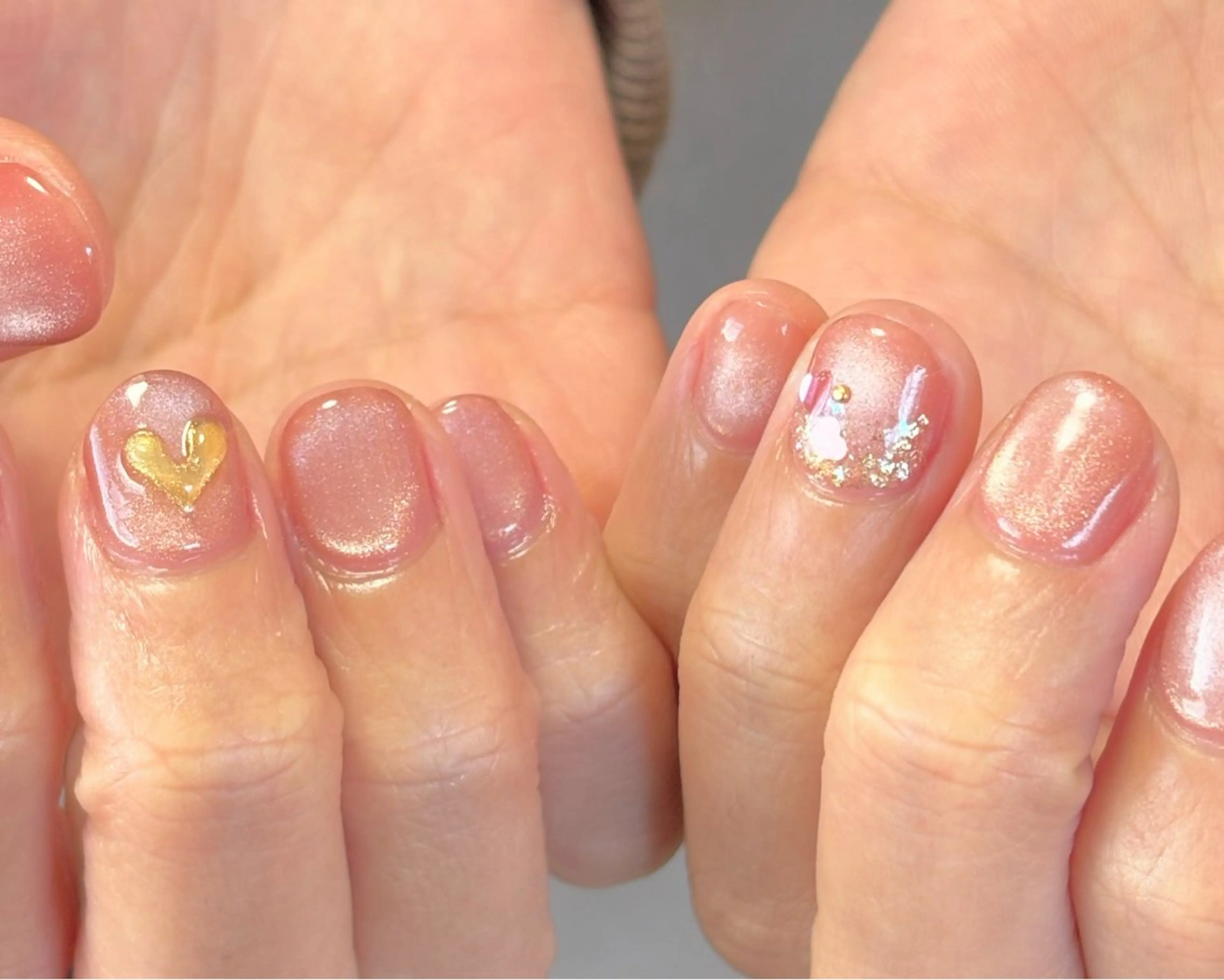 ネイル ジェルネイル ハート キラキラネイル マグネットネイル オフィスネイル tamu nail 金町のネイルデザイン