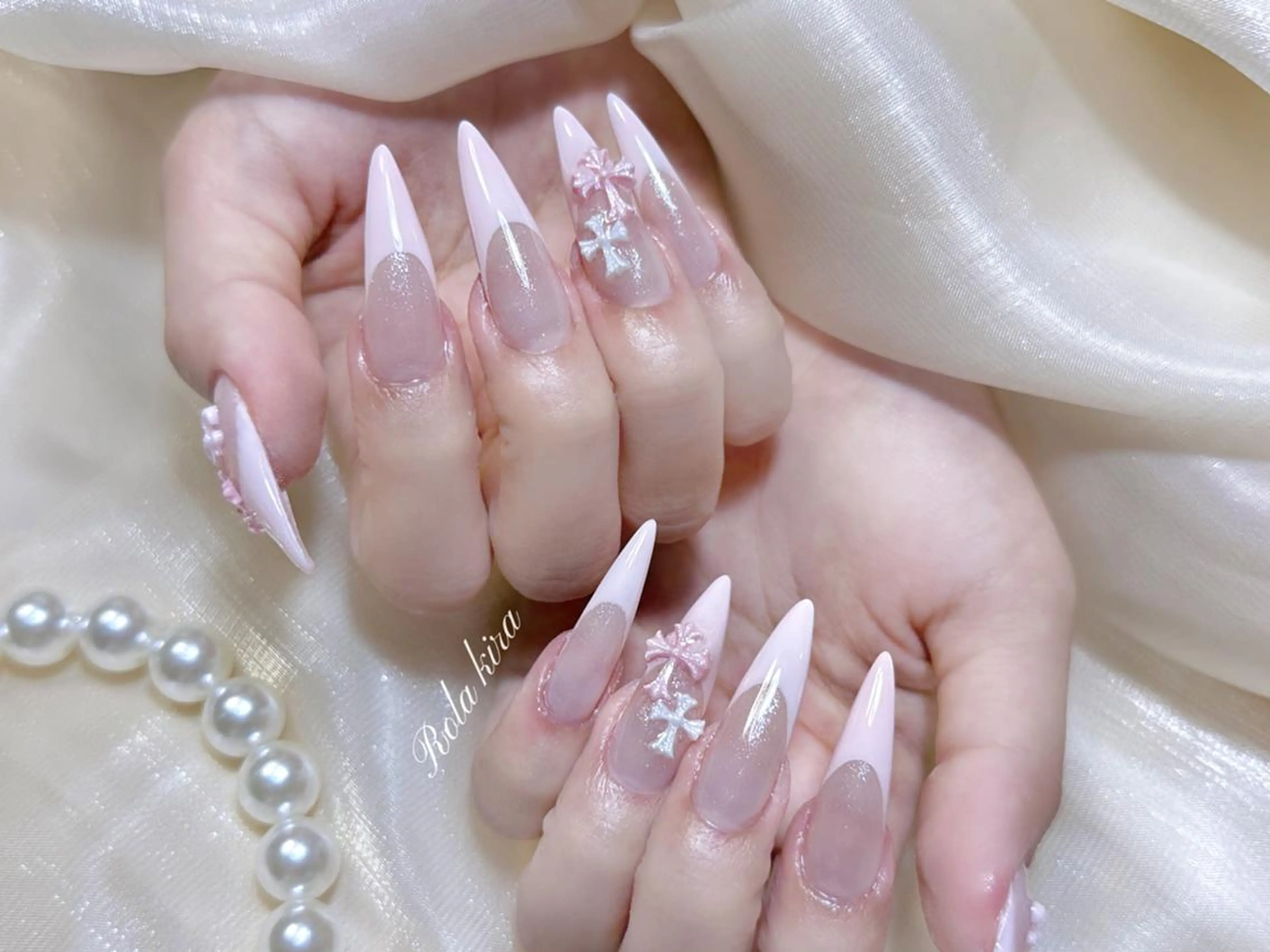 ネイル チークネイル 長さ出し フレンチネイル ジェルネイル 韓国ネイル ハンドネイル Rola kira ゆめのネイルデザイン
