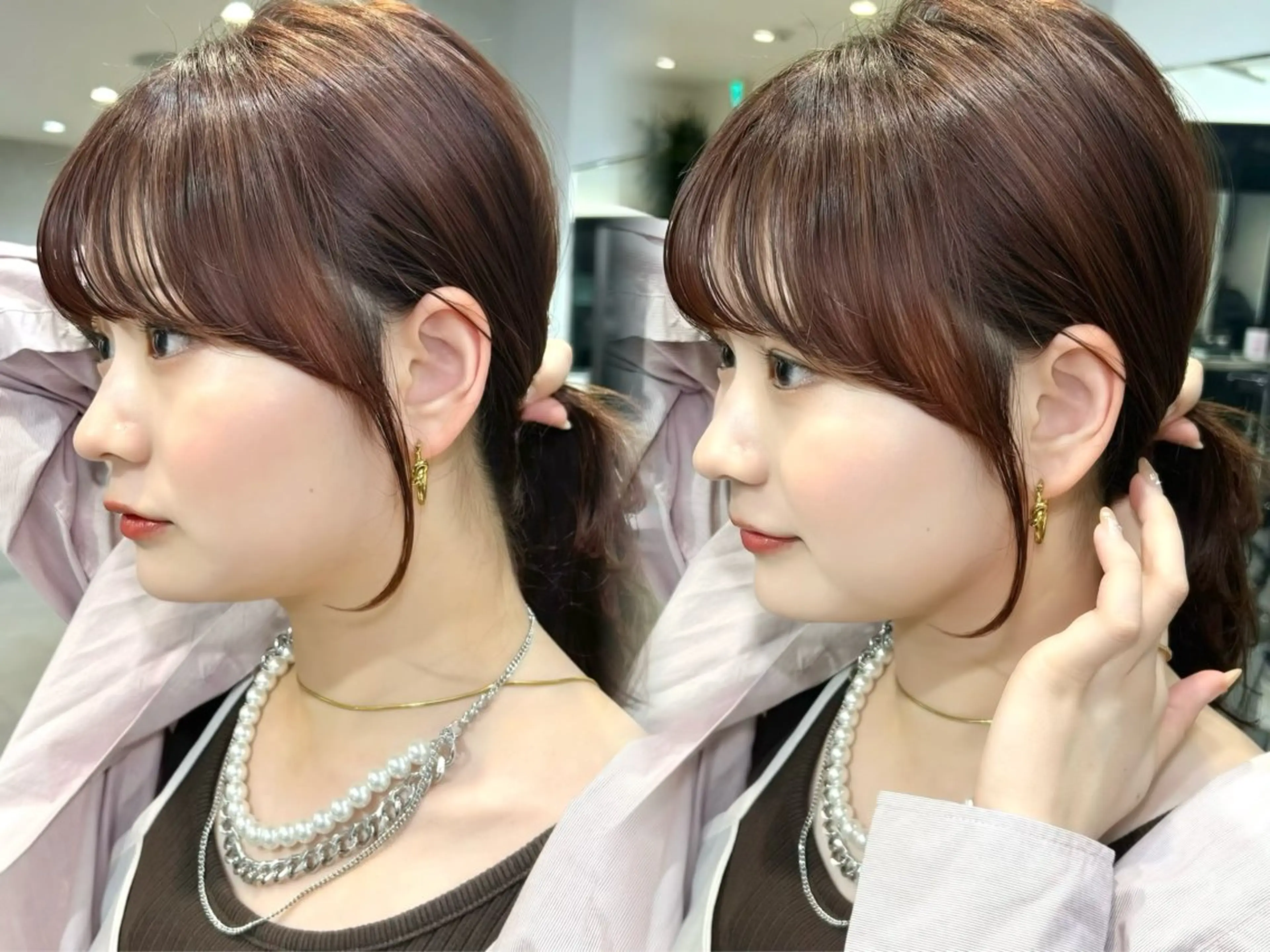 ミディアム カラー ミディアムレイヤー レイヤーカット カット ヘアカラー 池袋/小顔レイヤー/ 顔まわり/taigaのヘアスタイル