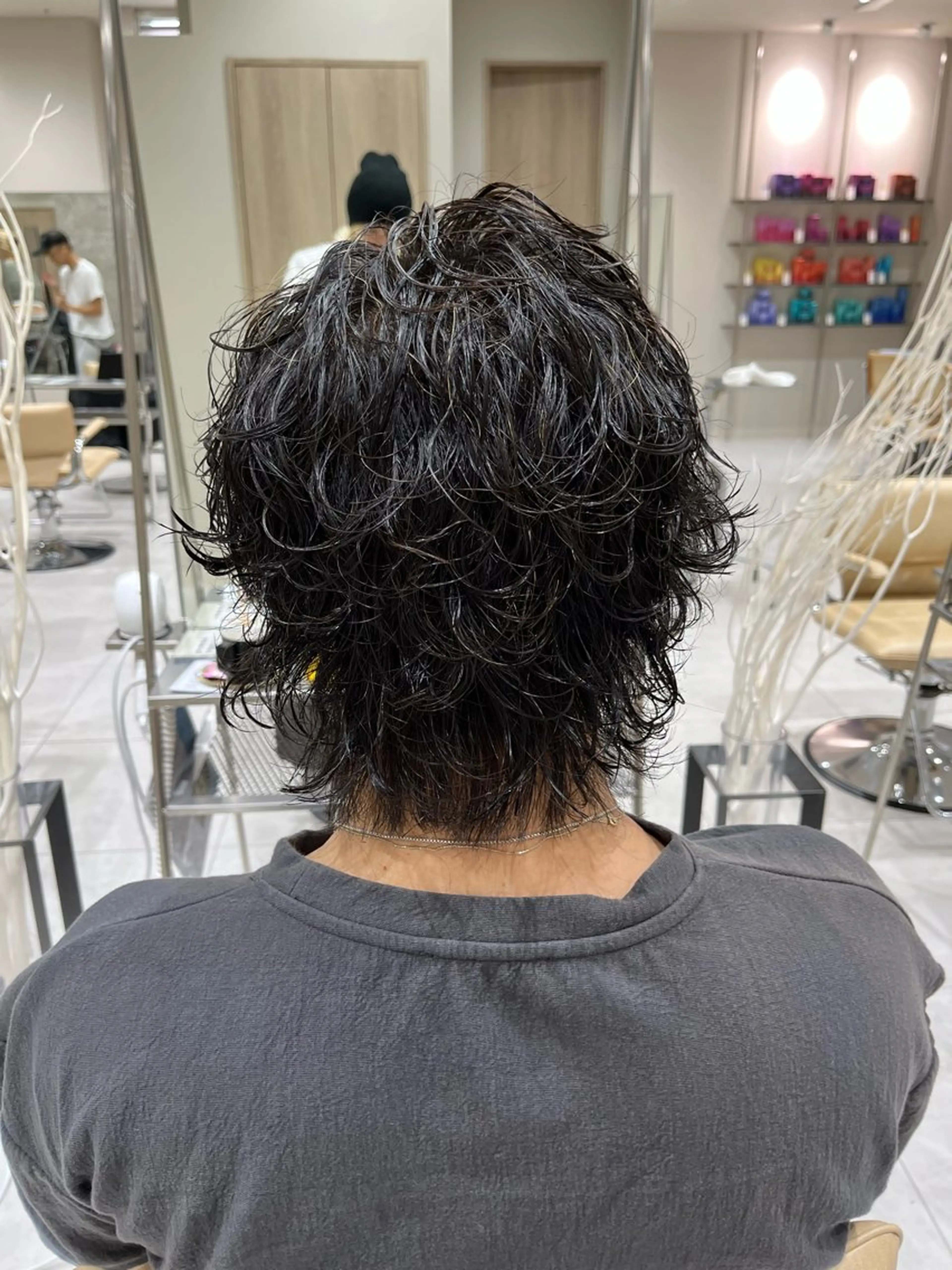 ミディアム パーマ メンズ ミディアムパーマ メンズパーマ メンズウルフカット ウルフカット カット パーマ Ken 縮毛矯正/韓国風ヘアのヘアスタイル