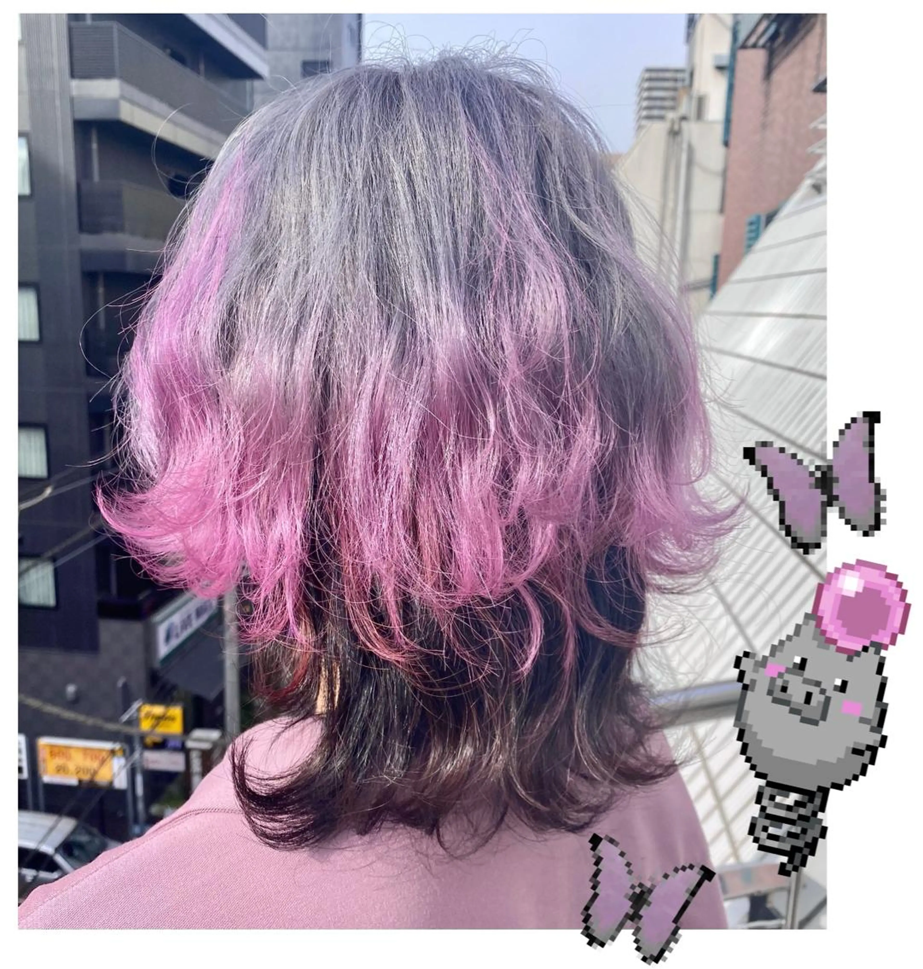 ショート カラー ピンクカラー シルバー TSUNO🦖 派手髪/オタク美容師のヘアスタイル