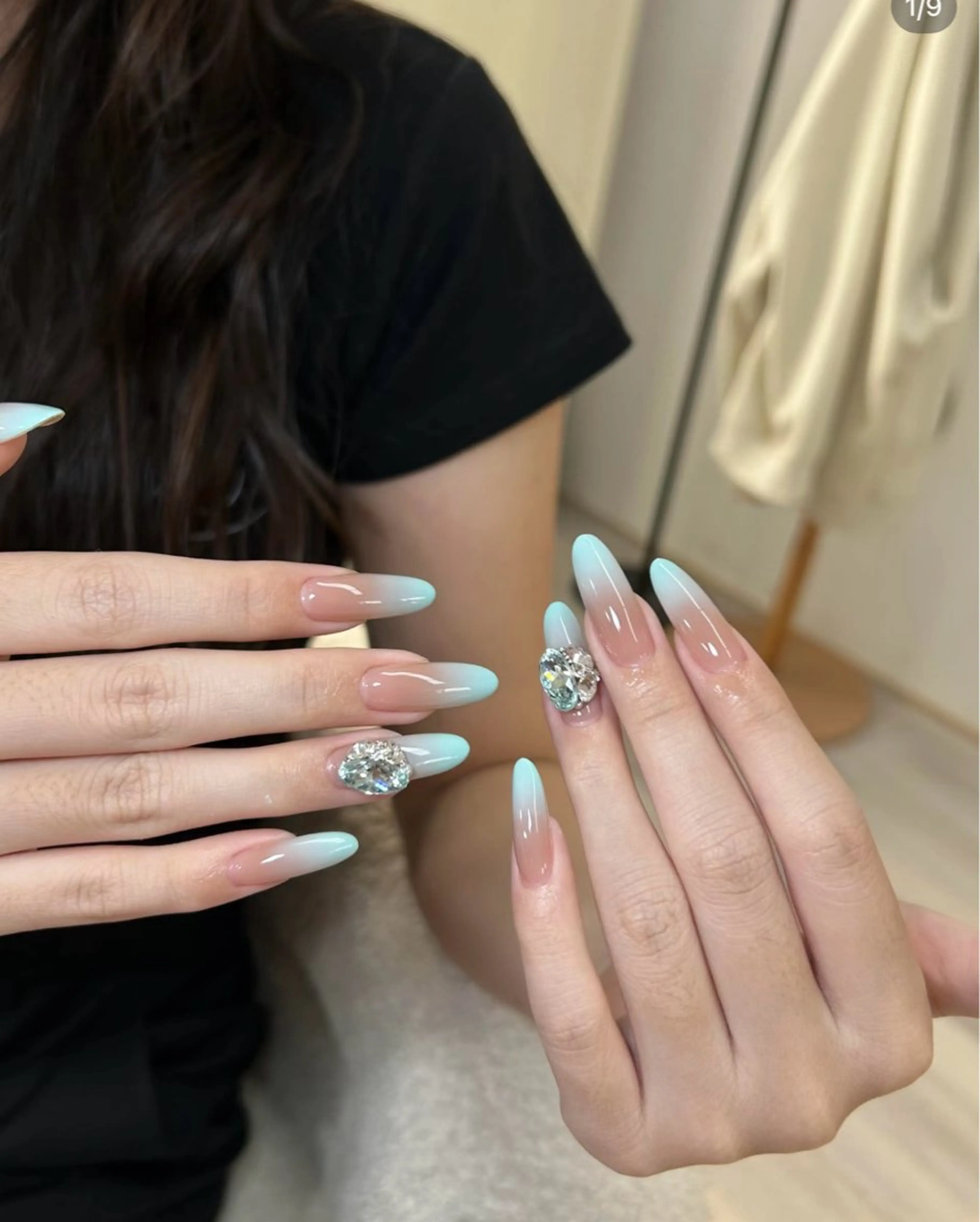 ネイル フレンチネイル キラキラネイル 韓国ネイル シンプルネイル ワンホンネイル ハンドネイル MEI Nailのネイルデザイン