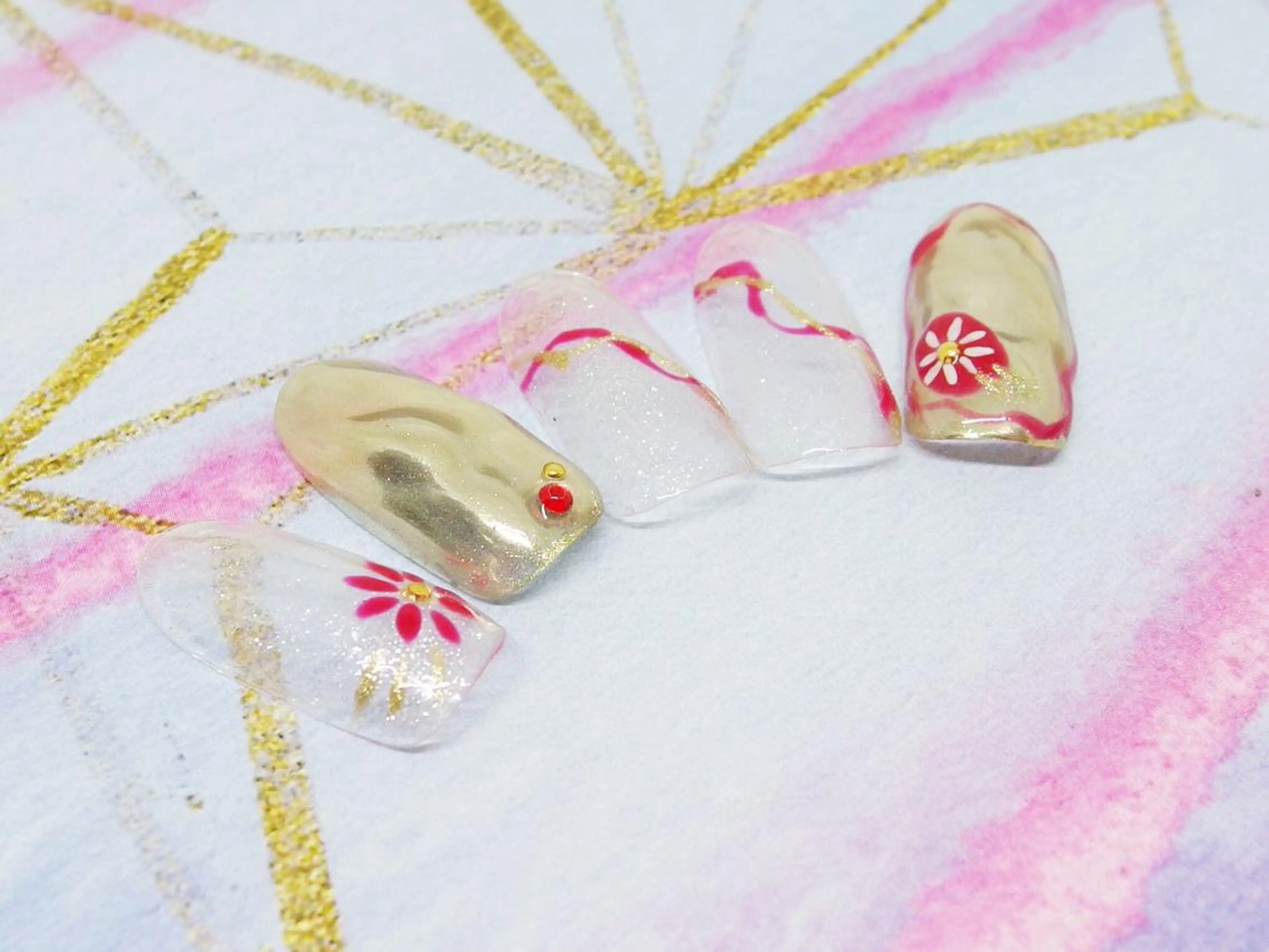 ネイル 成人式 持ち込み ティーエヌ 金山駅東口店のネイルデザイン