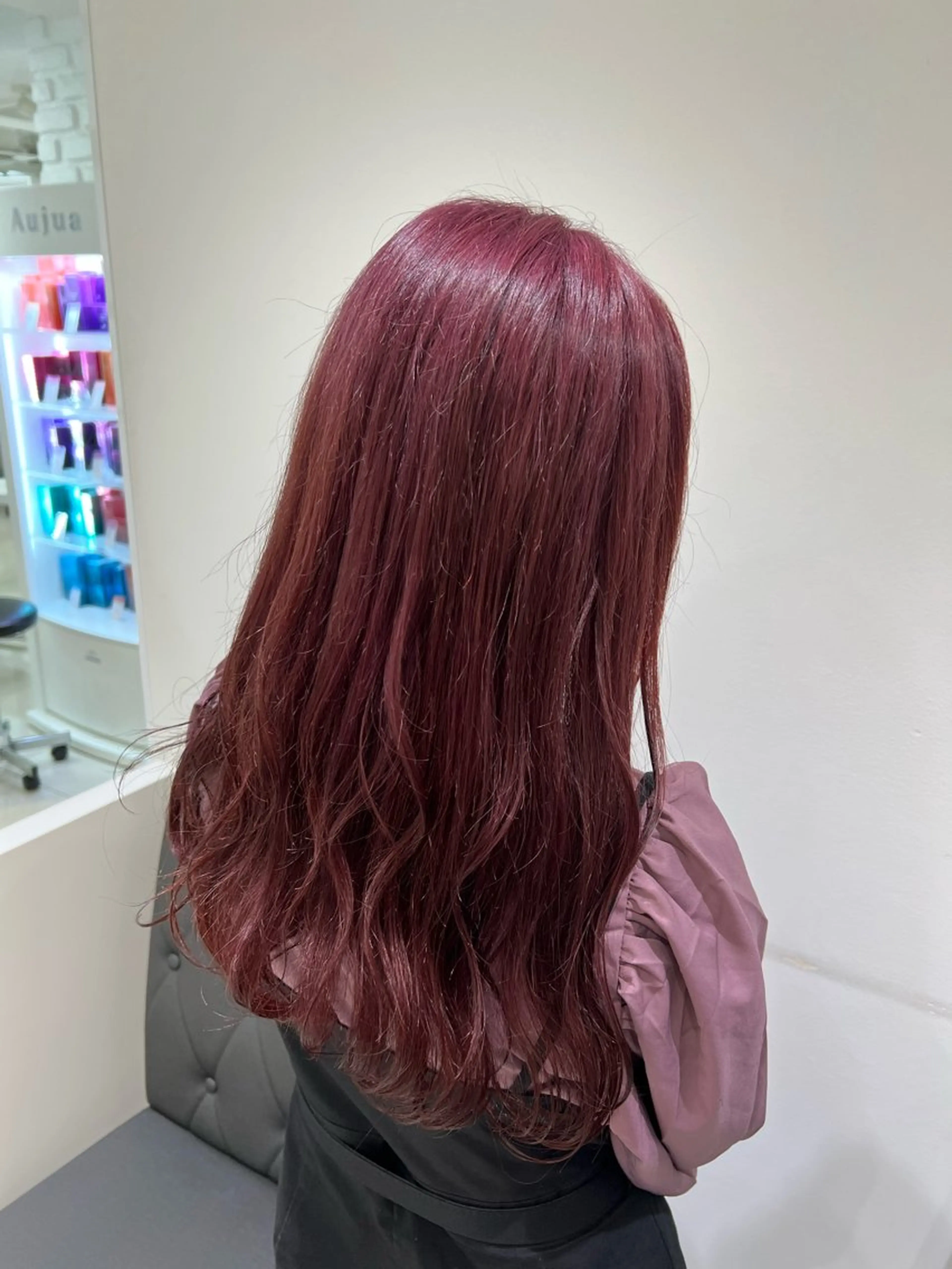 セミロング カラー ブリーチ ボルドーカラー ラベンダーカラー ラベンダーピンク ピンクカラー ヘアカラー トリートメント 【暖色カラー特化】 中山由梨のヘアスタイル