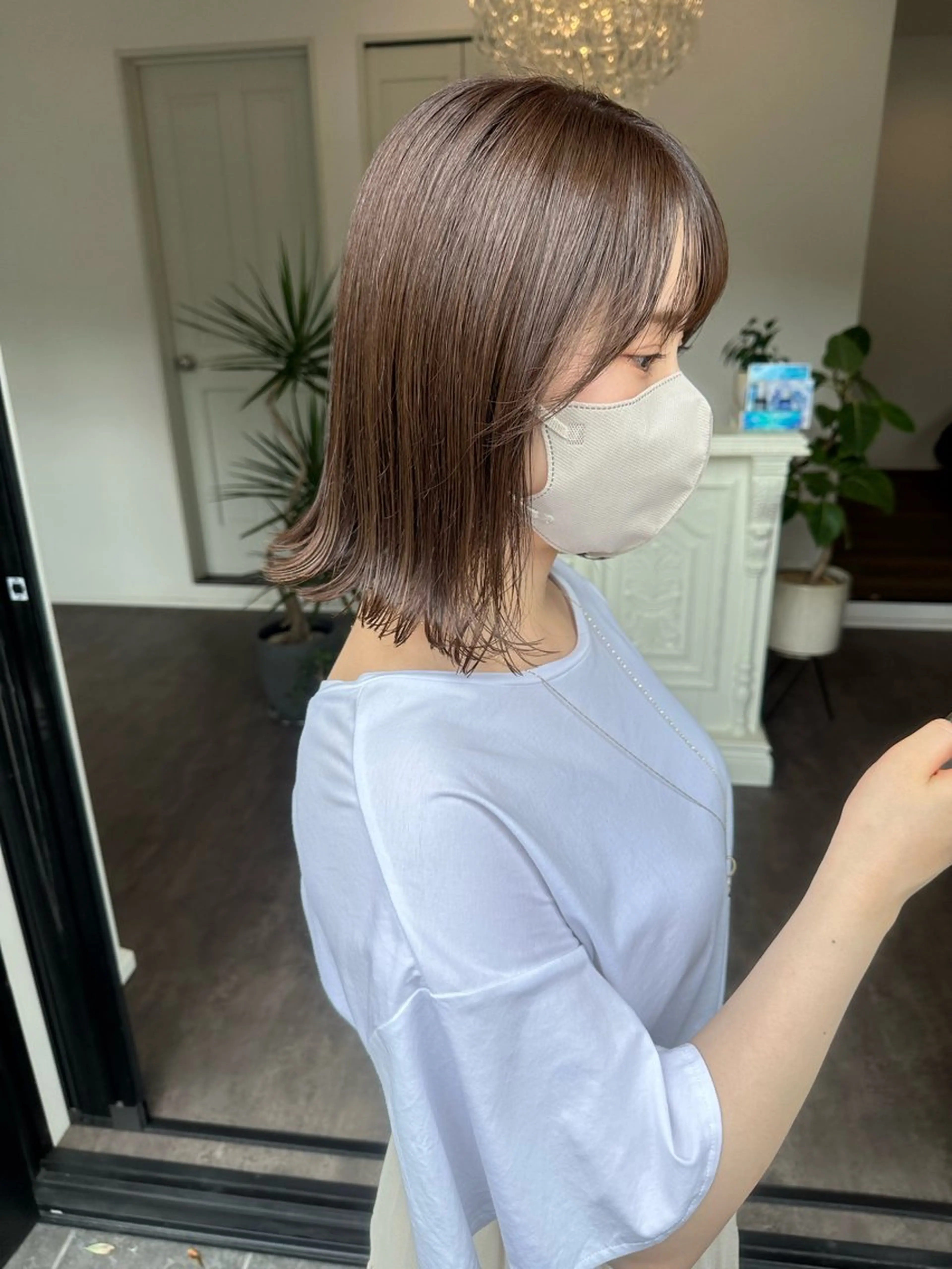 ミディアム カラー アッシュ アッシュグレー アッシュグレージュ グレージュ ボブ カット ヘアカラー トリートメント 成松 勇治のヘアスタイル