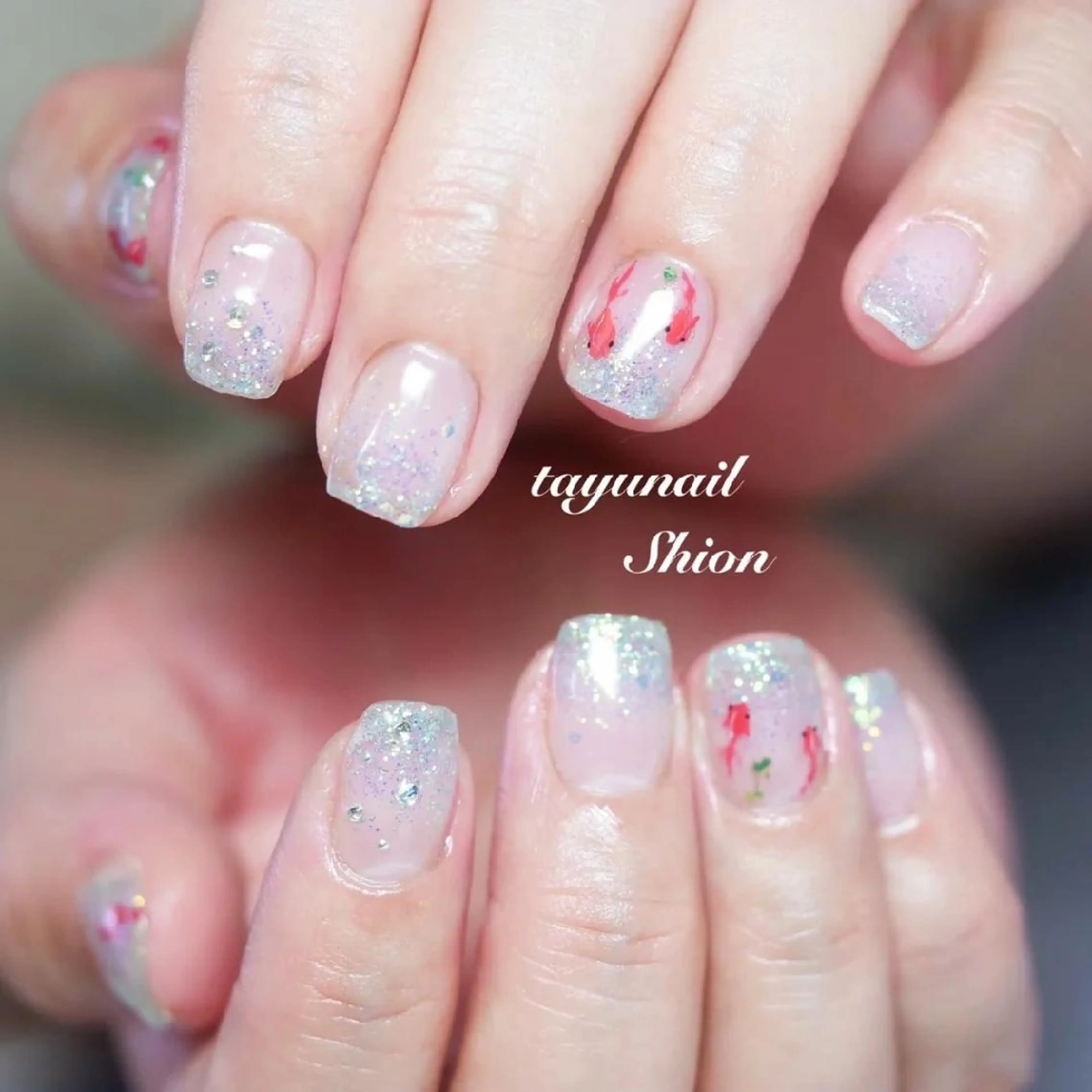 ネイル ブルー ジェルネイル キラキラネイル ラメ(グリッター) パラジェル ネイルサロン 【たゆnail】のネイルデザイン