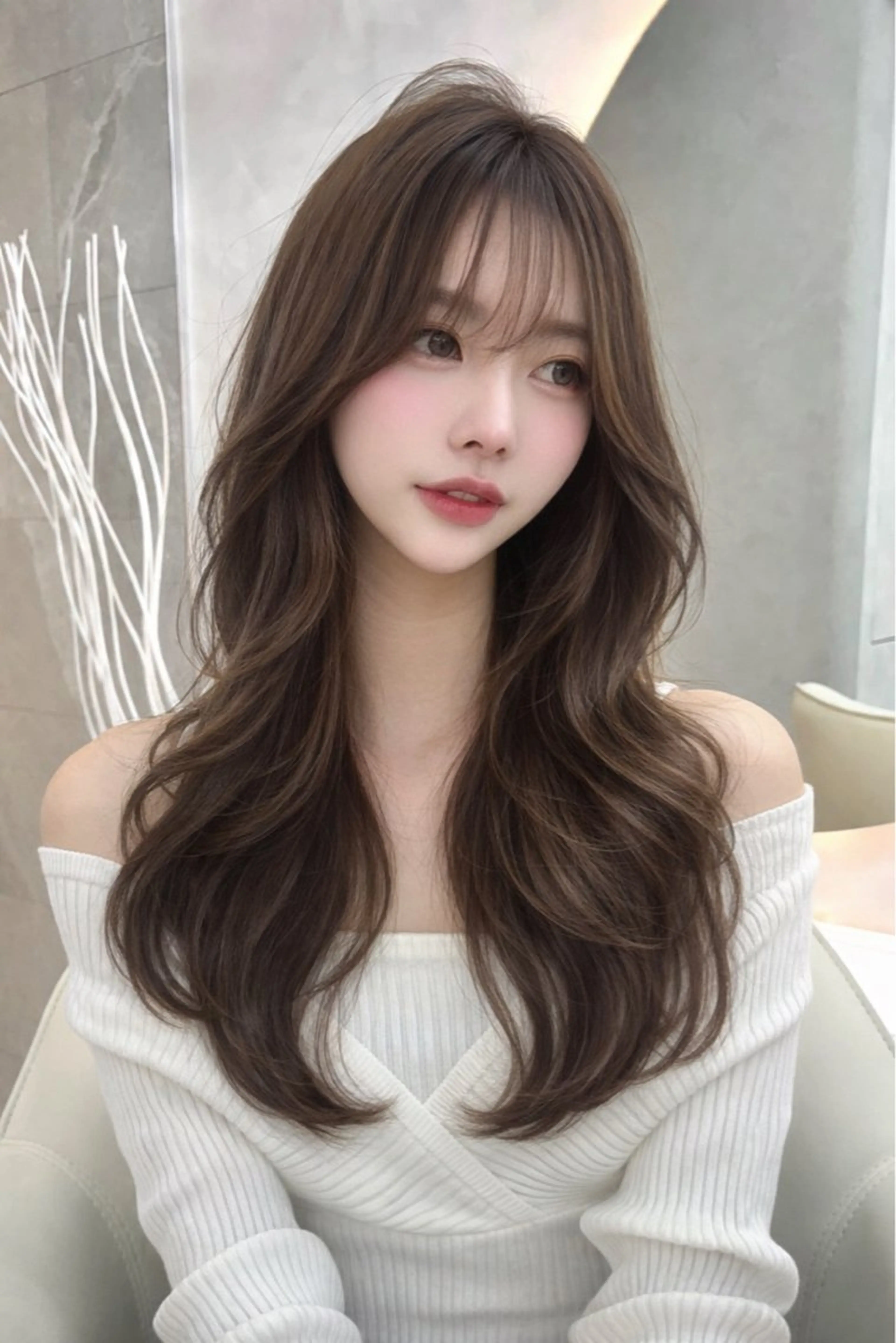 ロング カラー パーマ ヘアアレンジ カット ヘアカラー トリートメント 🤍韓国風レイヤー/ 艶髪🤍鳥越美羽のヘアスタイル