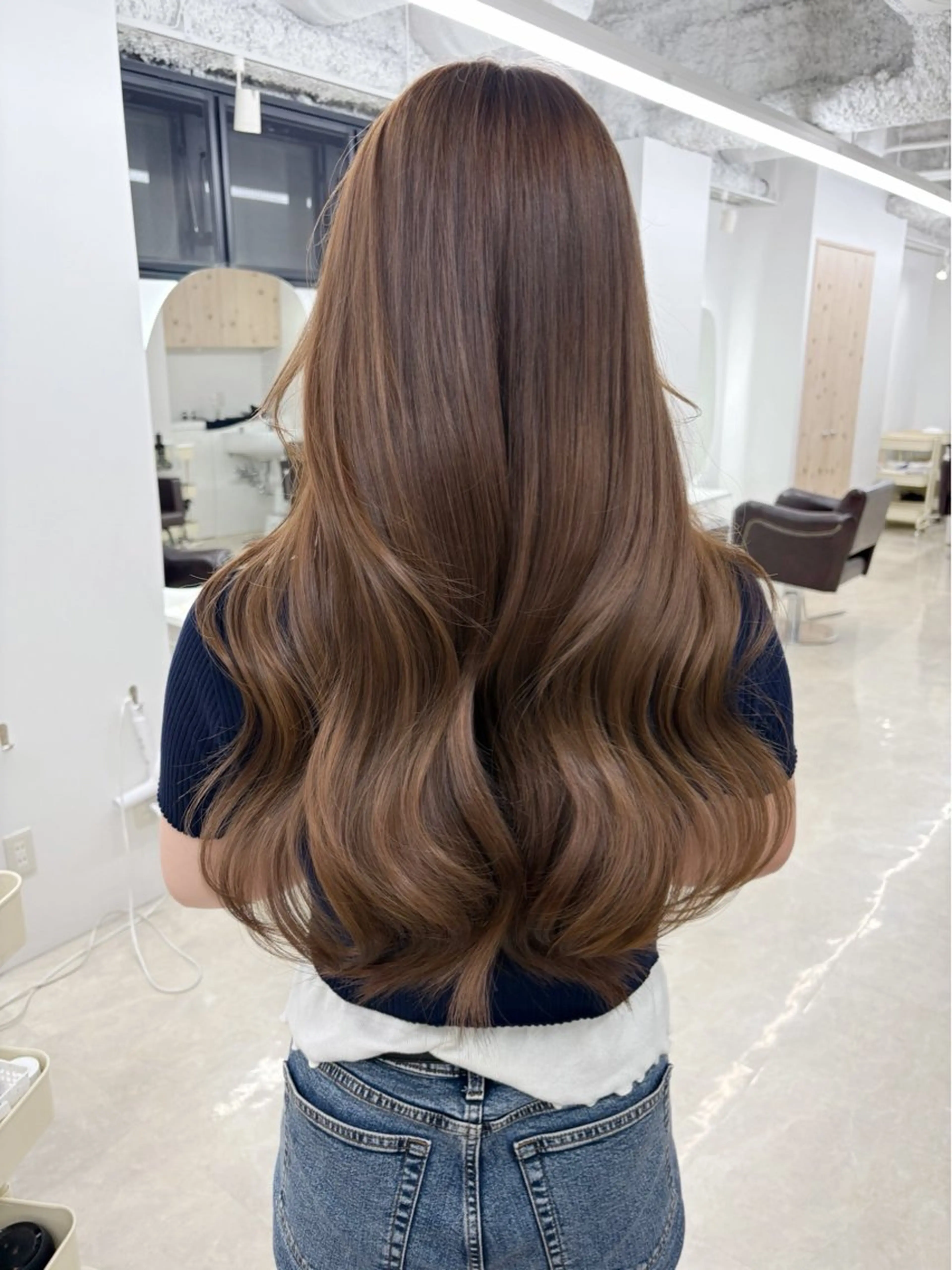 セミロング カラー カット ヘアカラー トリートメント ヘアセット 新宿/韓国ヘア/ 髪質改善ストレートのヘアスタイル