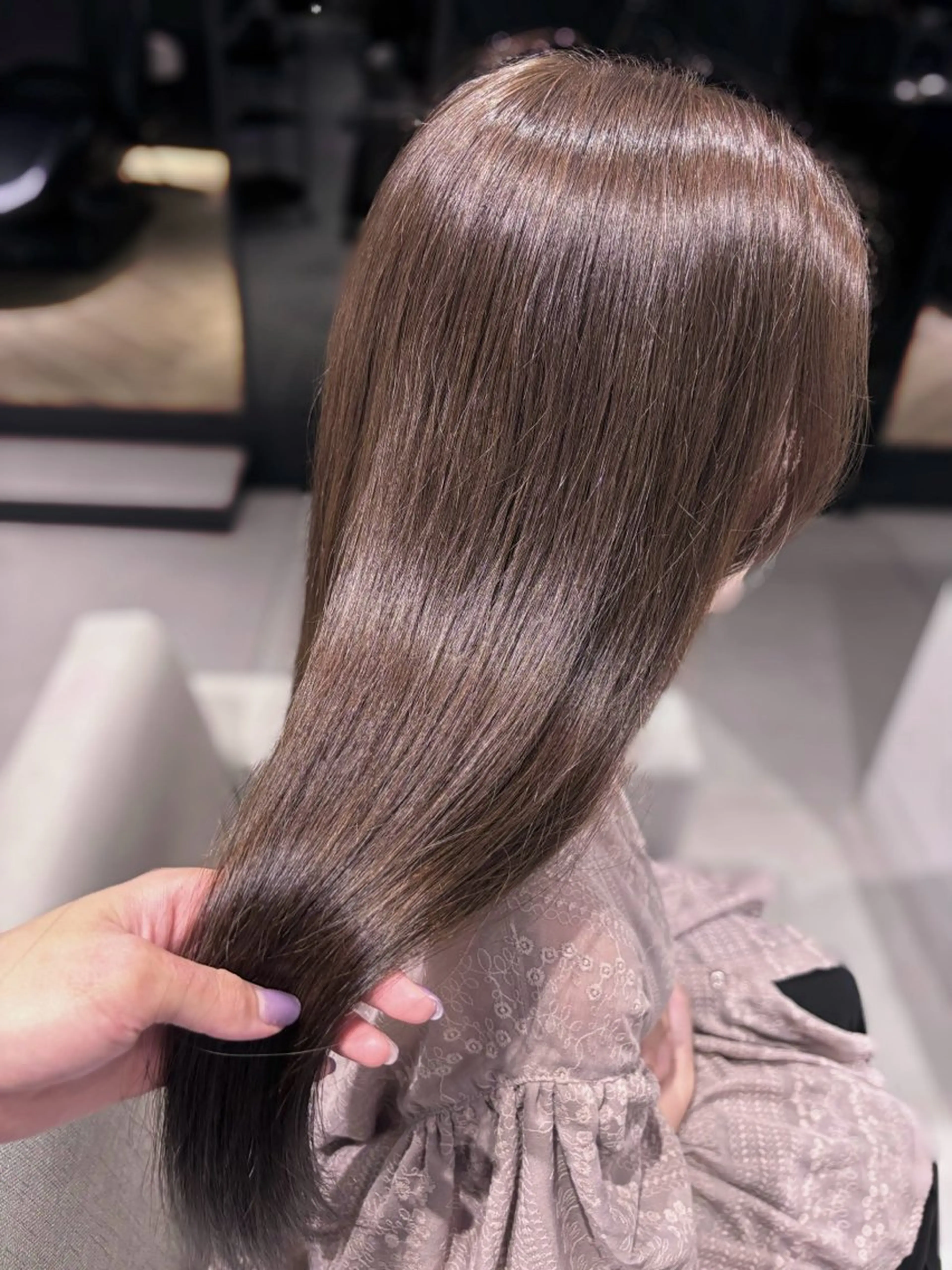 セミロング カラー アッシュ アッシュブラウン ブラウンカラー 透明感カラー 銀座/韓国レイヤー/ 艶カラー🍓原田侑依のヘアスタイル