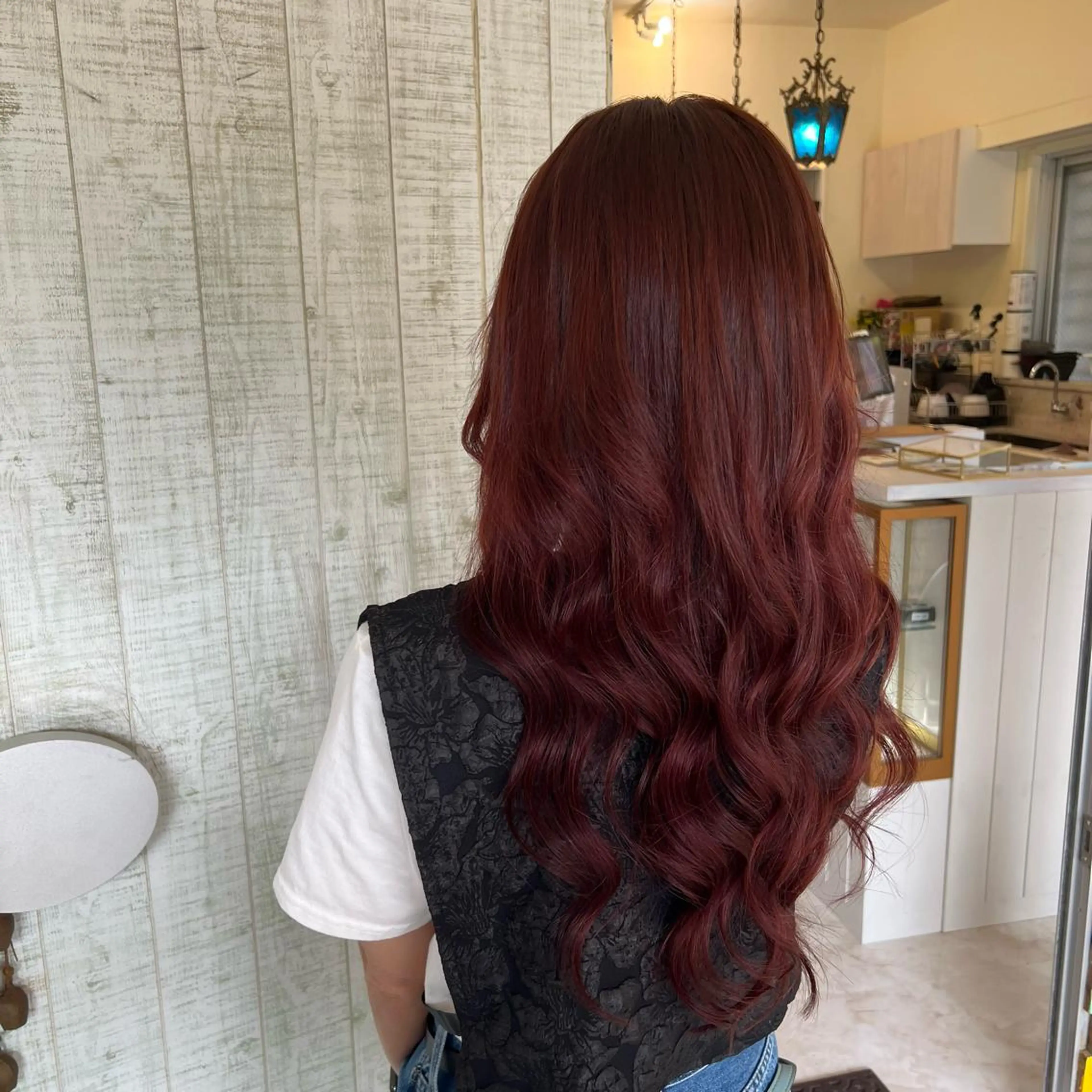 ロング カラー レッドカラー プルエク/clana /marinaのヘアスタイル