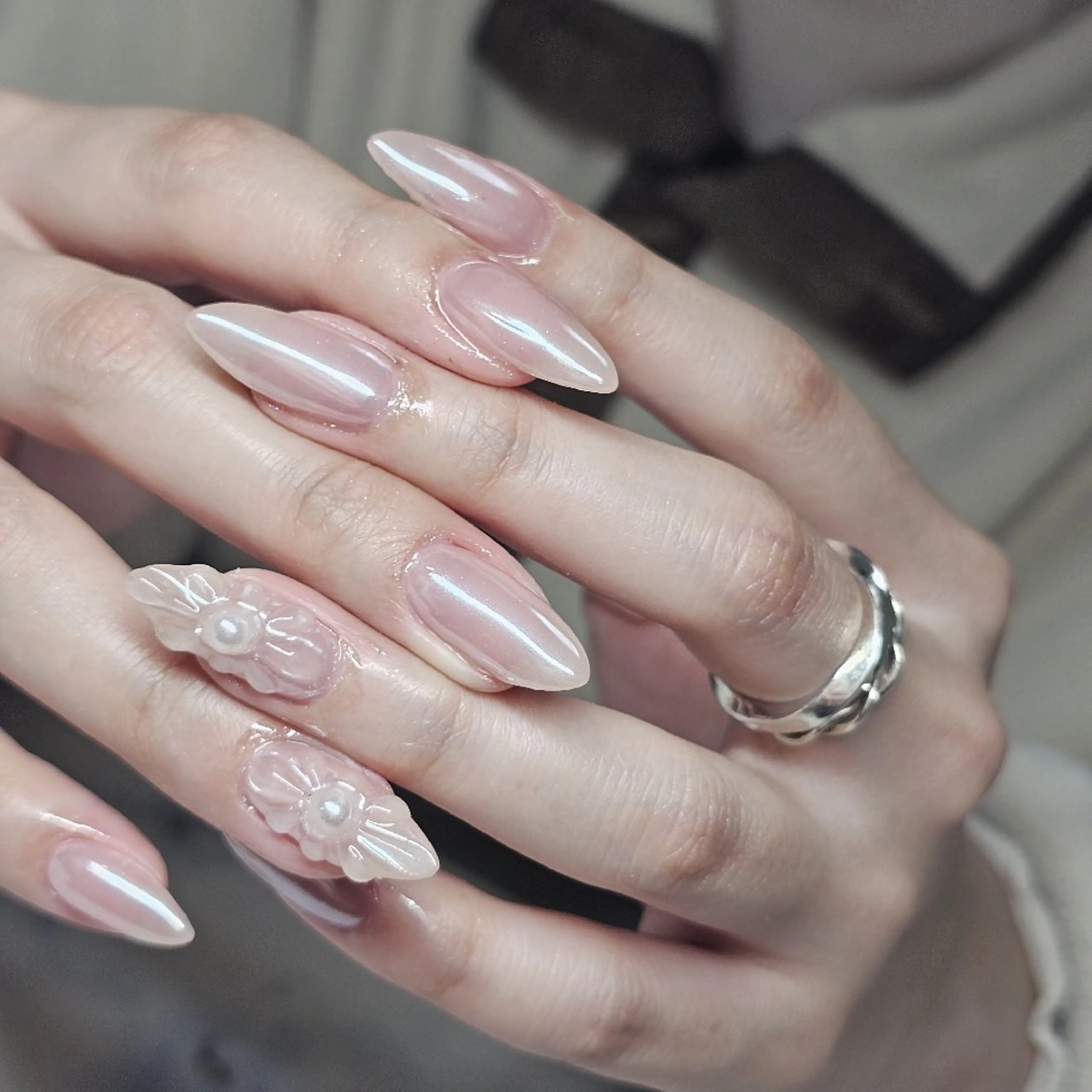 ネイル オーロラネイル フラワーネイル ミラーネイル ★Blanche ☆neige★のネイルデザイン