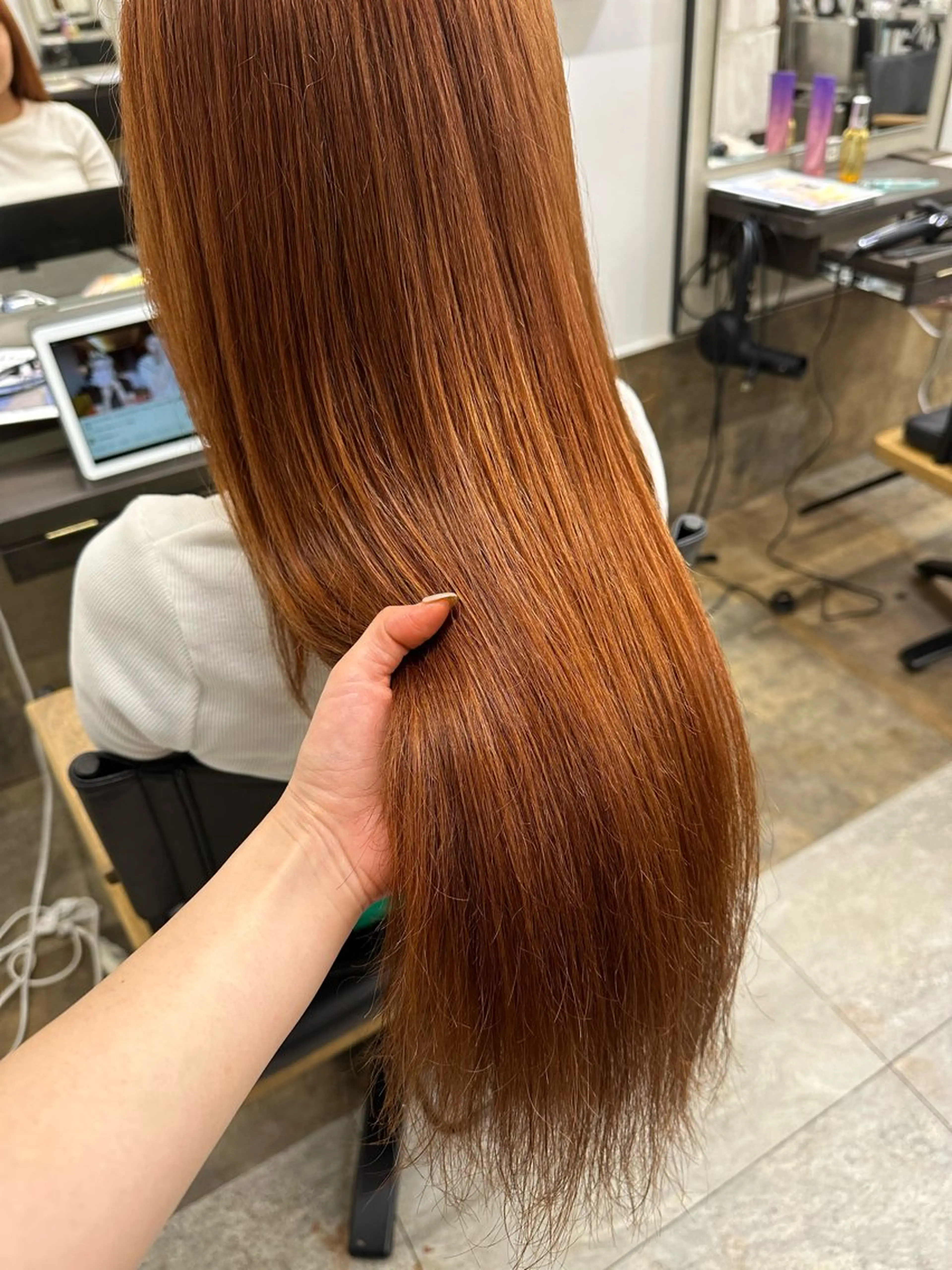 ロング カラー ブリーチ オレンジ 縮毛矯正 Daisy🎀【福岡 美容室】chiakiのヘアスタイル