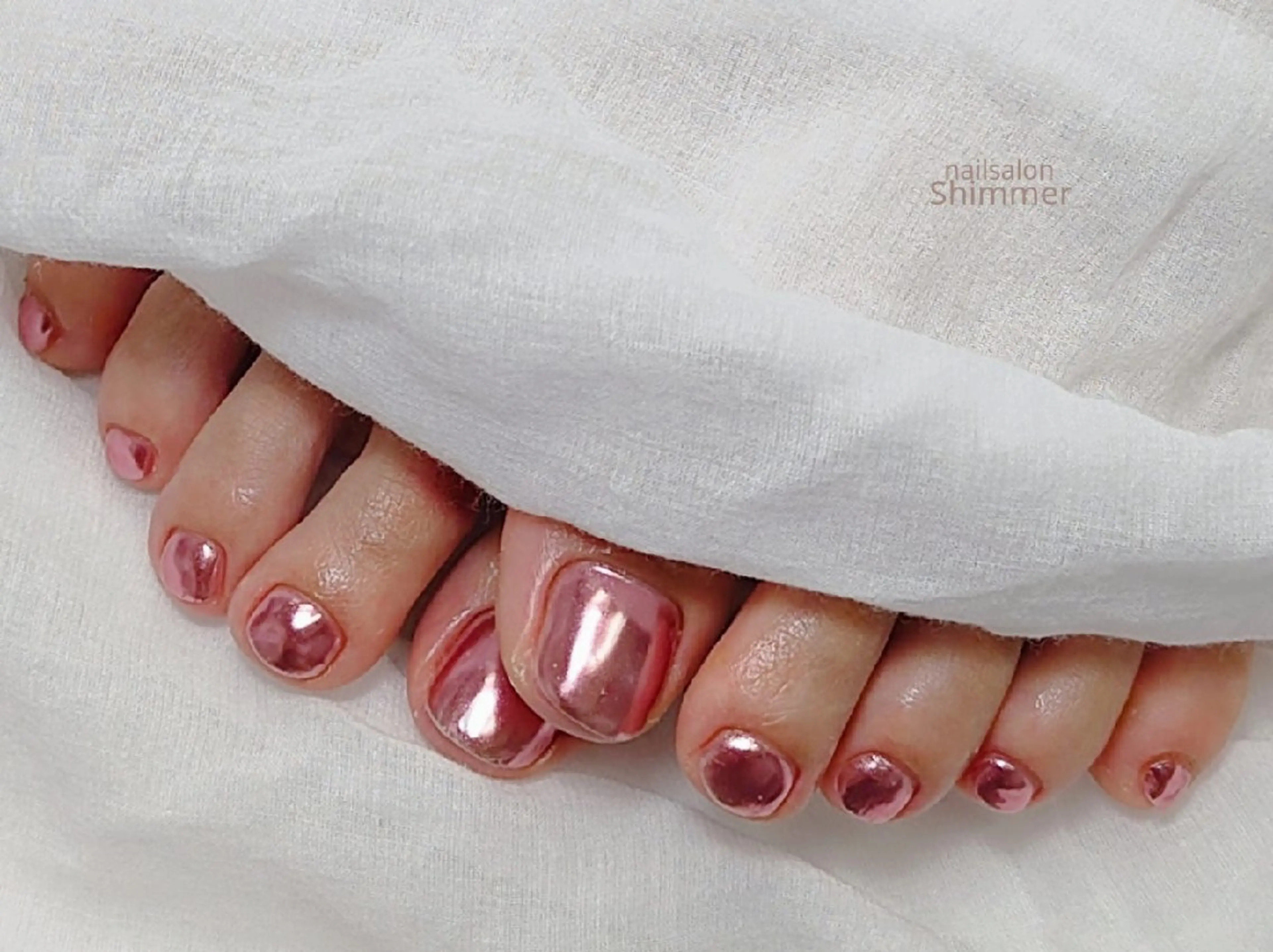 ネイル フットネイル ミラーネイル Shimmer Asakoのネイルデザイン