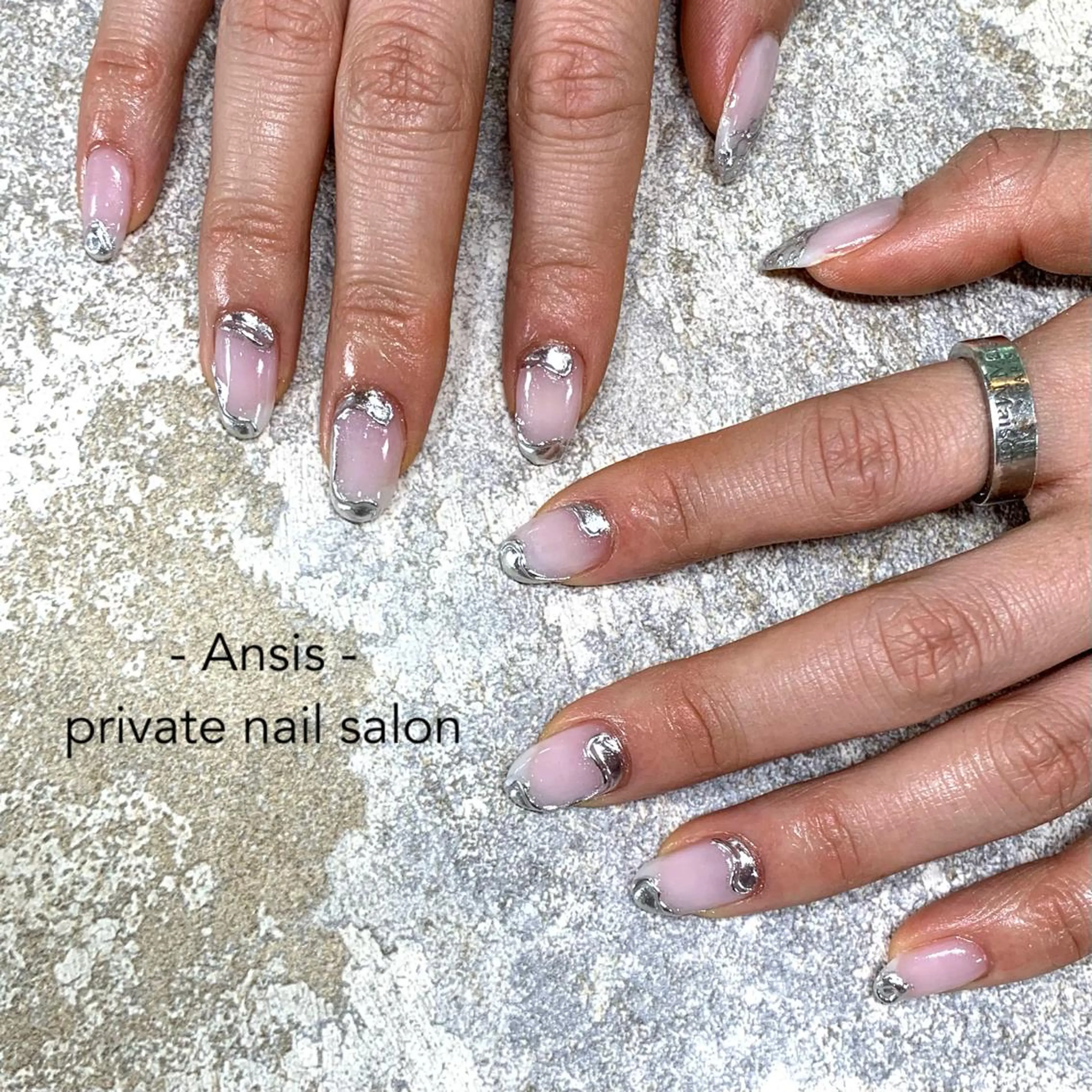 ネイル アートネイル ミラーネイル ホワイト na kaのネイルデザイン