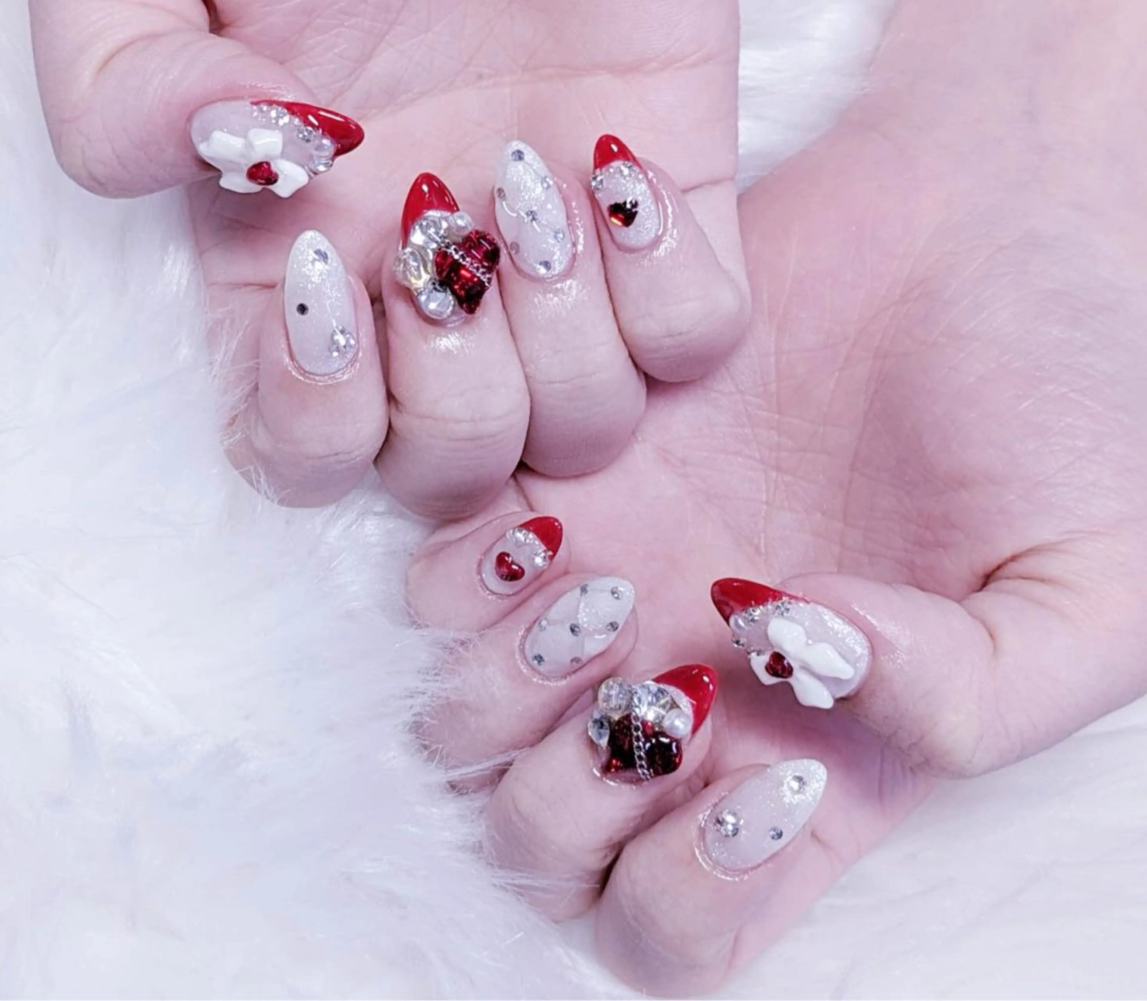 ネイル ハート キラキラネイル 大理石ネイル(マーブル) ワンカラーネイル スカルプネイル ハンドネイル MoonNail ユリ🌸のネイルデザイン