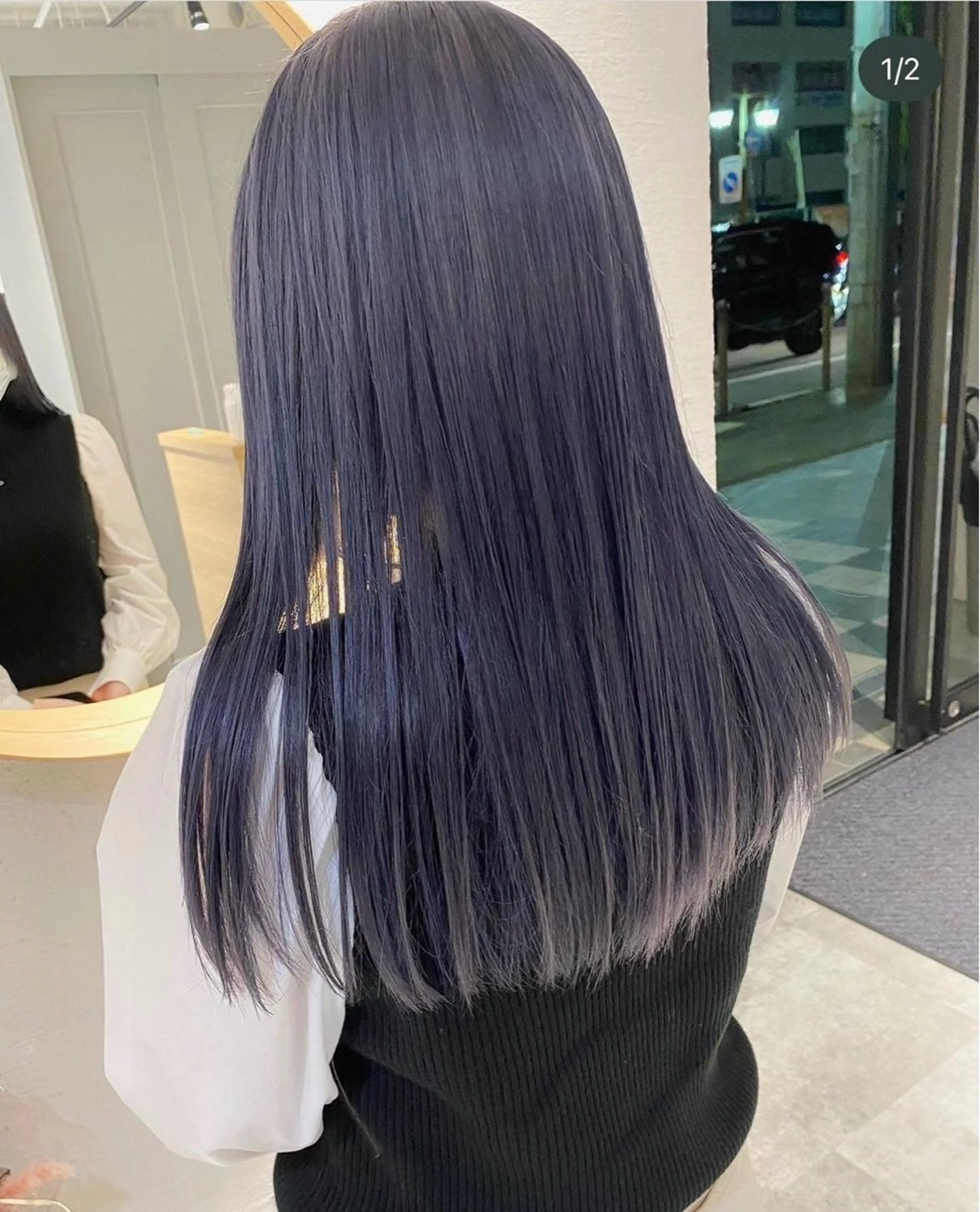 ロング カラー グレージュ ラベンダーカラー ラベンダーグレージュ ラベンダーグレー レイヤー/ボブカット 中村吉平のヘアスタイル