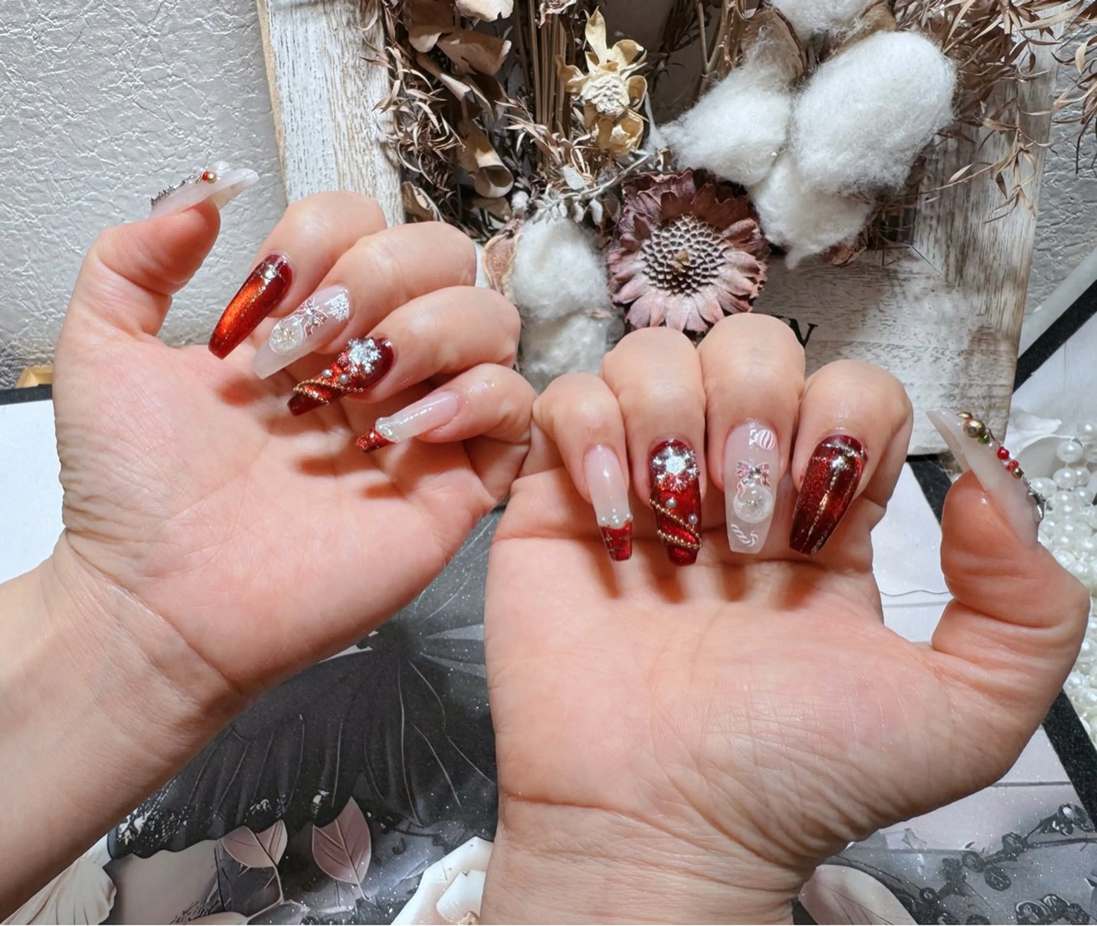 ネイル アートネイル フットネイル ジェルネイル ハート マグネットネイル babarla Nailのネイルデザイン