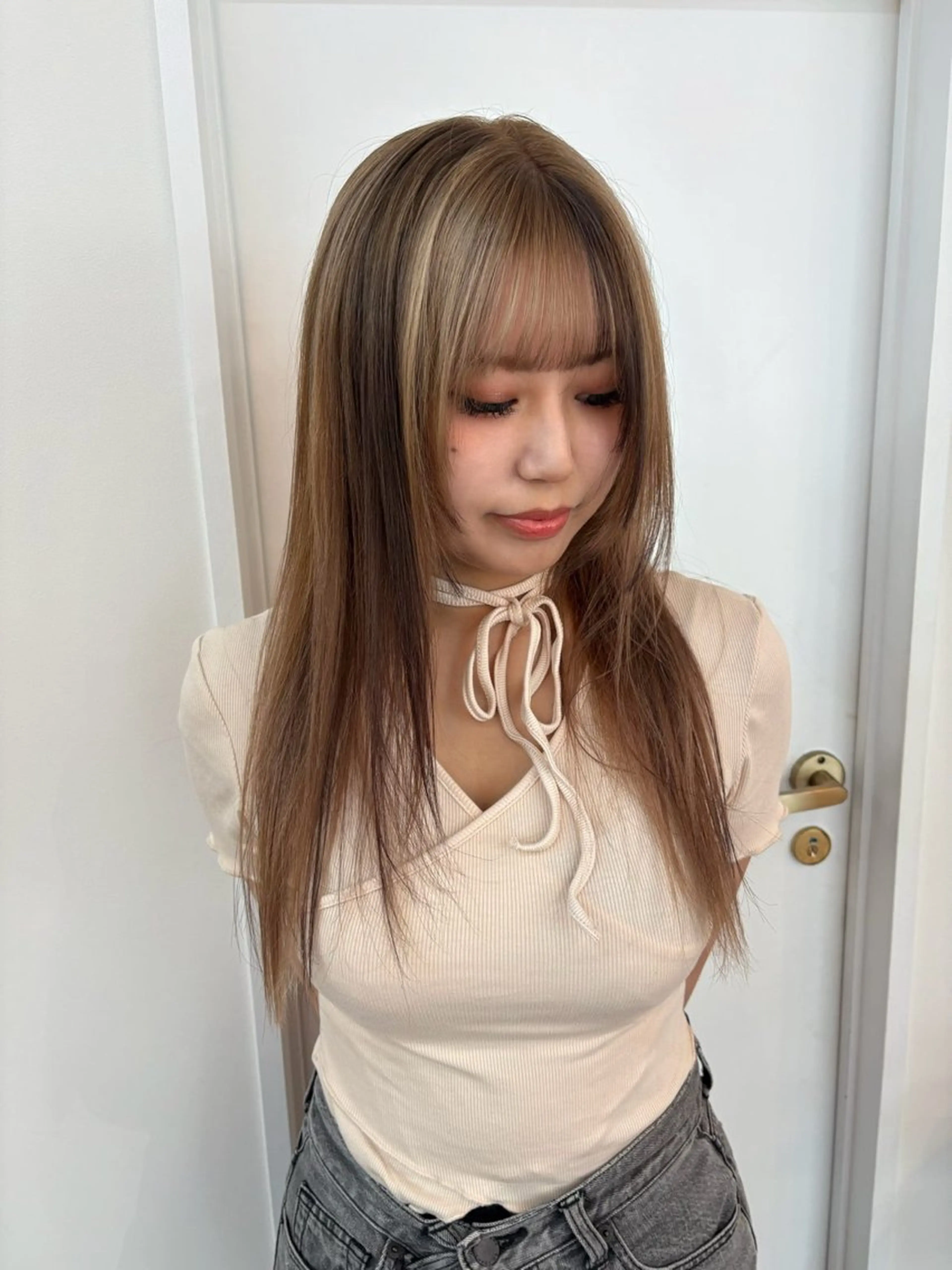 セミロング カラー デザインカラー ヘアカラー ichika/福岡 /透明感カラー🤎のヘアスタイル
