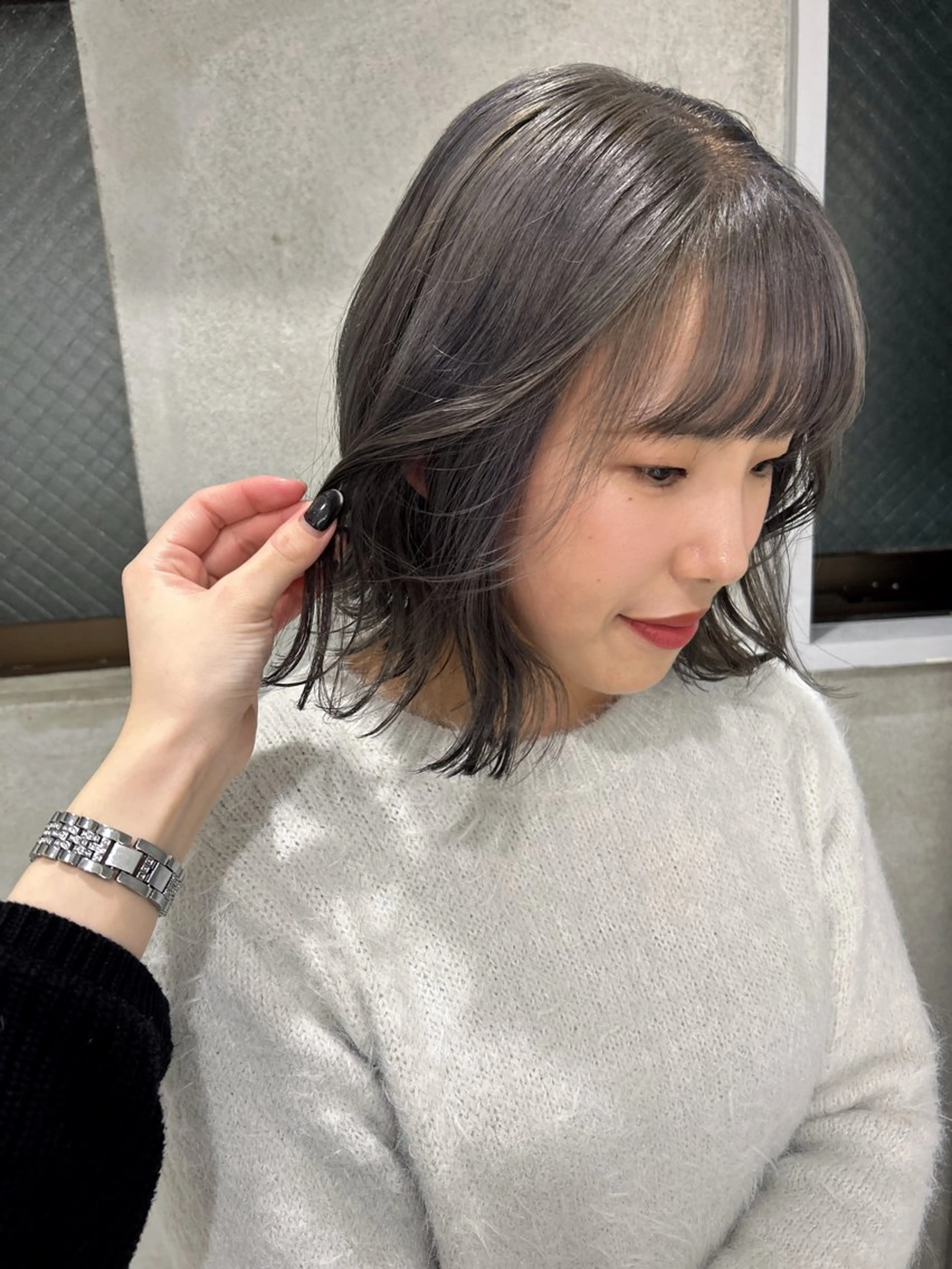 ミディアム カラー グレージュ カット ヘアカラー トリートメント shizuna/平尾 /カラー/髪質改善のヘアスタイル