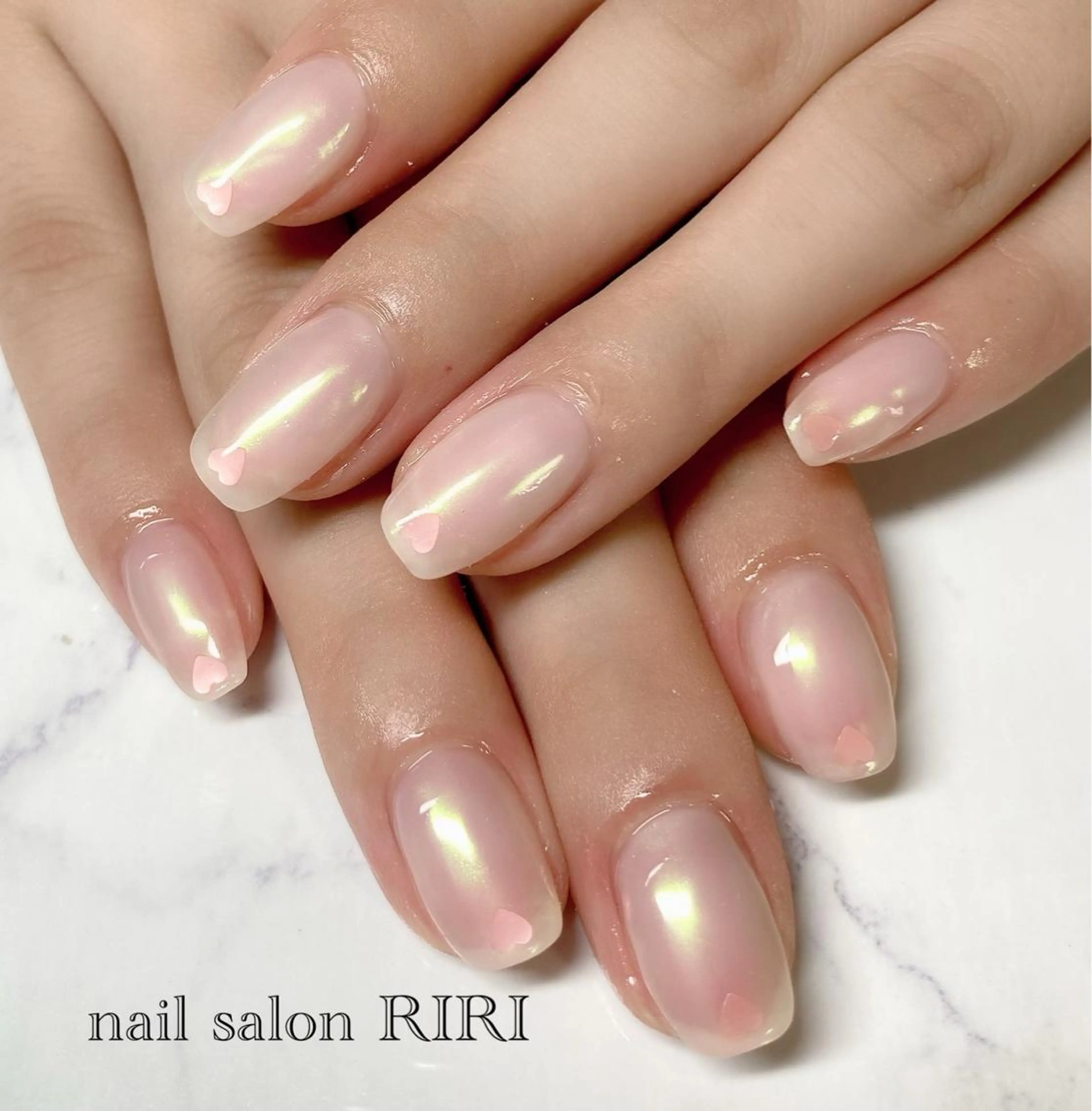 ネイル オーロラネイル ハート RIRI リリのネイルデザイン