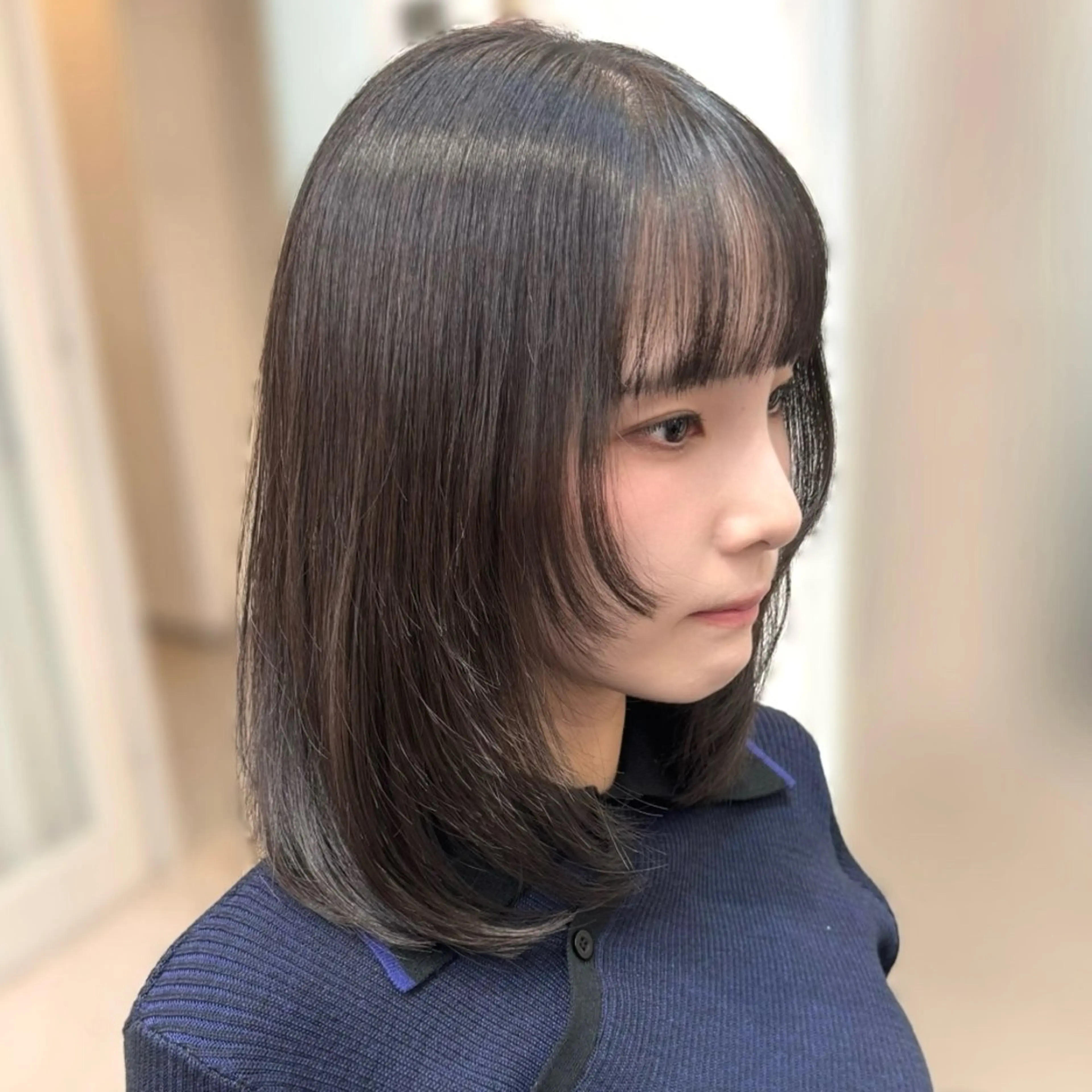 ミディアム カラー たぴ。ぱつっとボブ/ つや髪🍒髪質改善のヘアスタイル