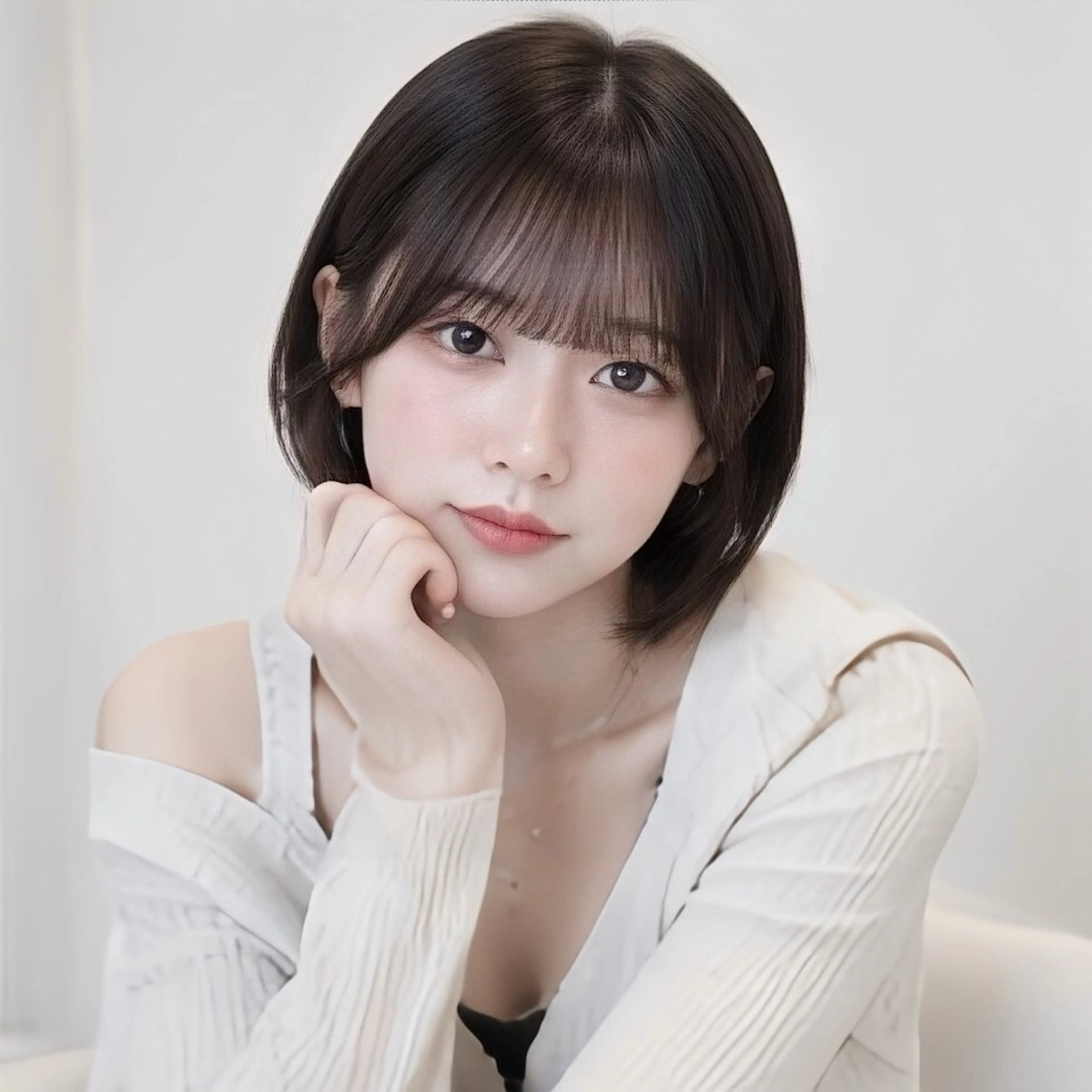 【🌸ご新規様限定🌸】前髪縮毛矯正✨x小顔カット✖️艶カラー✕高保湿スチームトリートメント ロング料金なし 韓国ヘアの写真