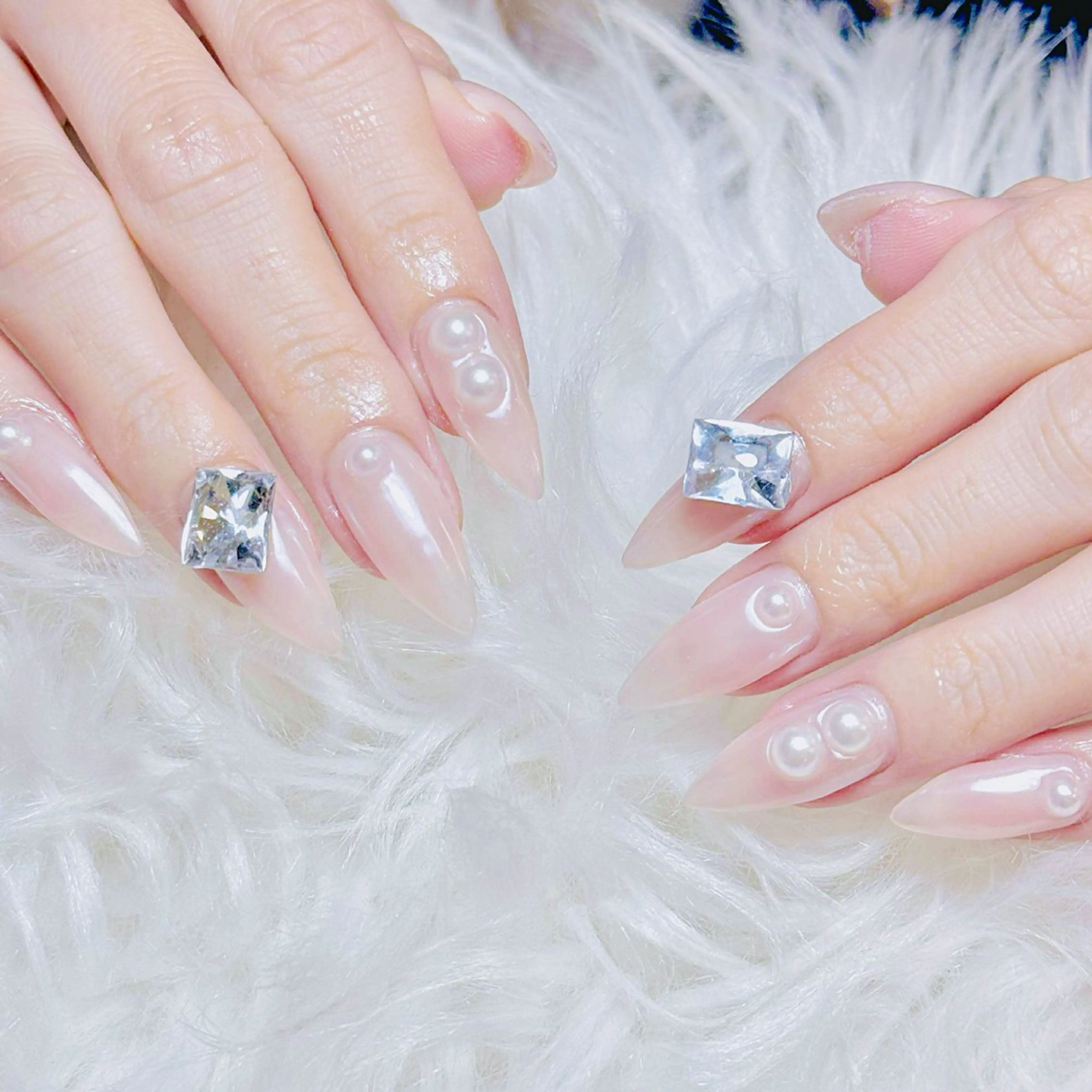 ネイル チークネイル 長さ出し フラッシュネイル フレンチネイル グラデーション ハンドネイル AN NAIL SALONのネイルデザイン