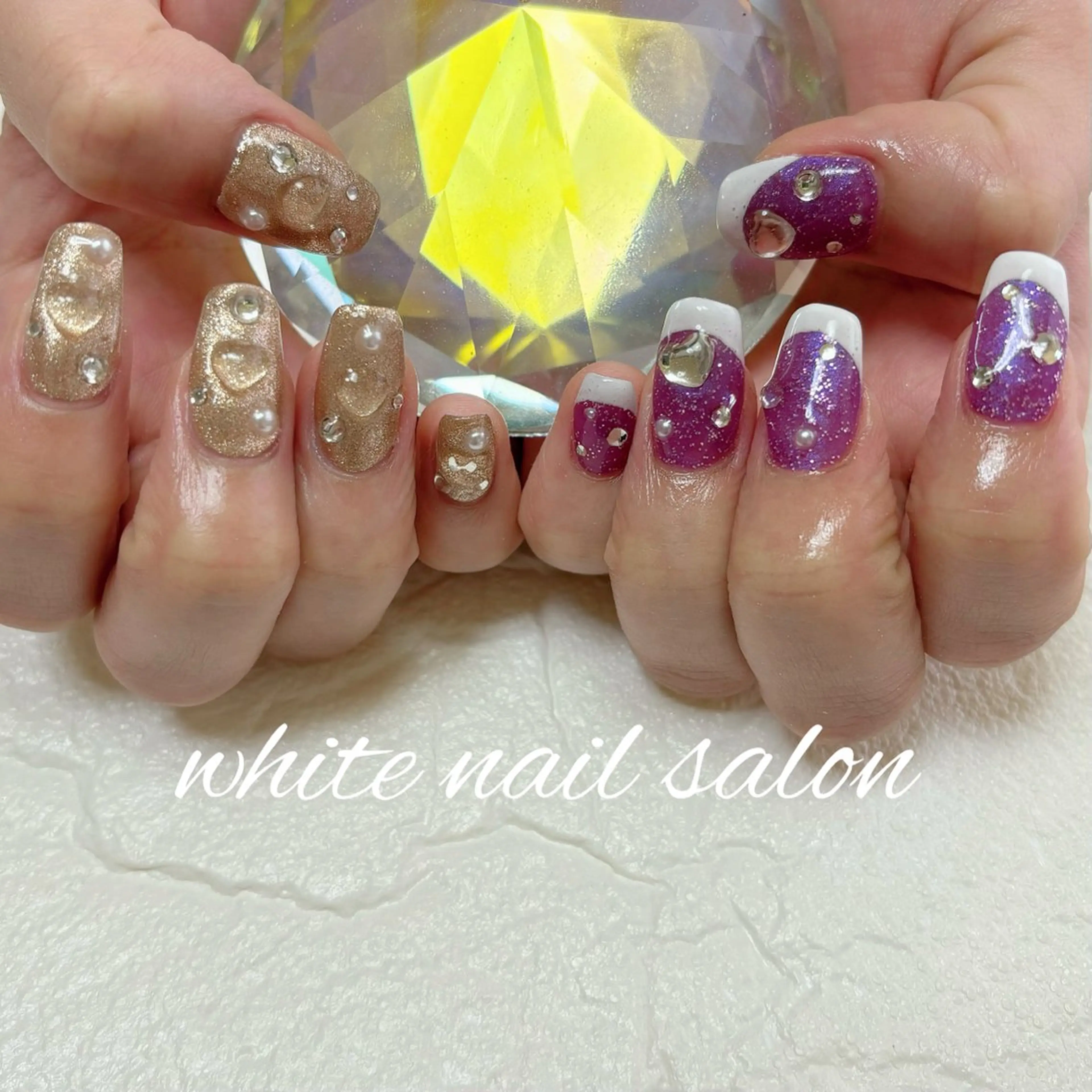 ネイル 長さ出し 持ち込み ホワイト ハンドネイル white nail salonのネイルデザイン