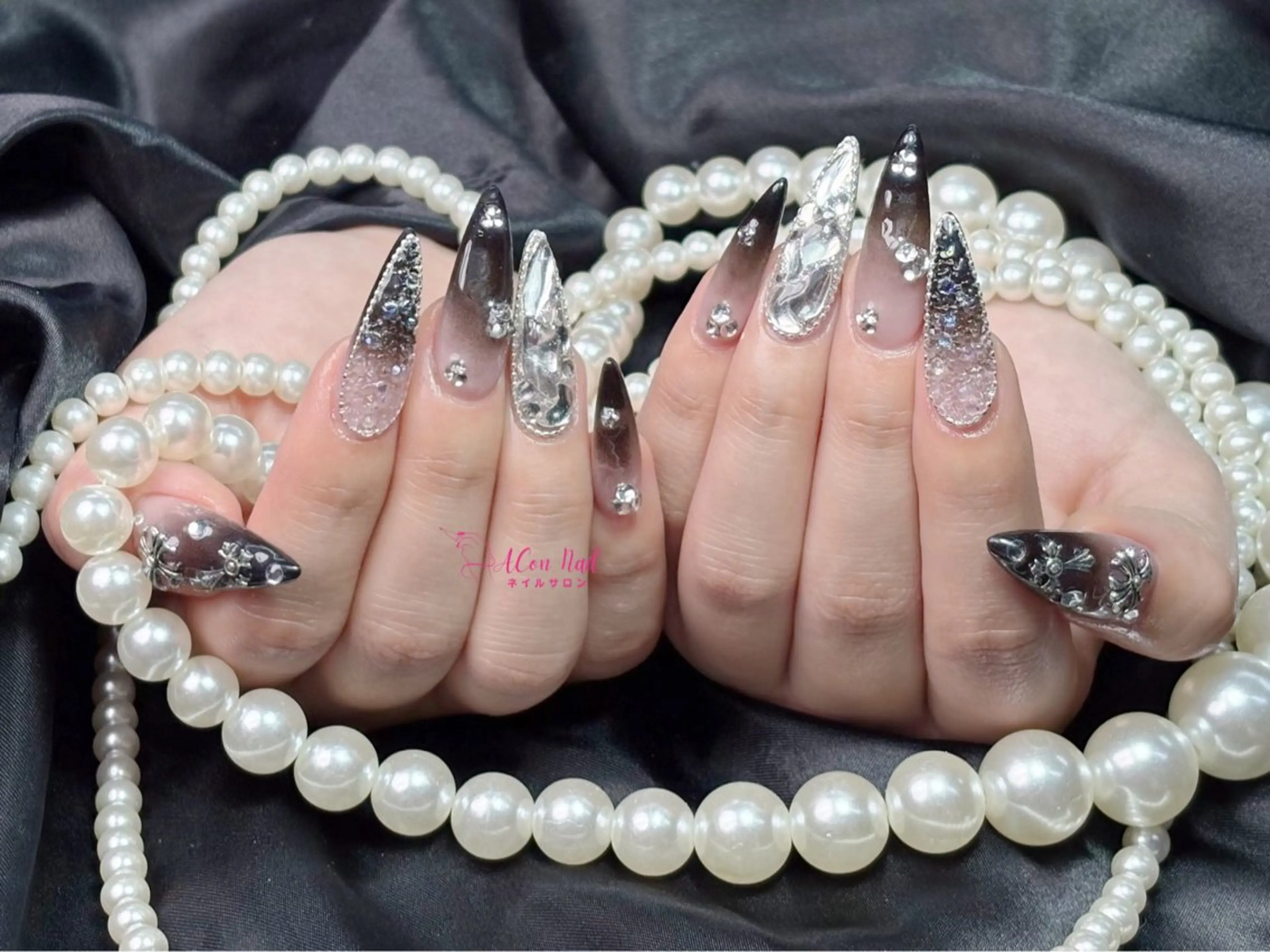 ネイル 桜ネイル 長さ出し フラワーネイル フレンチネイル ジェルネイル ハンドネイル AConNailSalon所属・ACon NailSalonのネイルデザイン