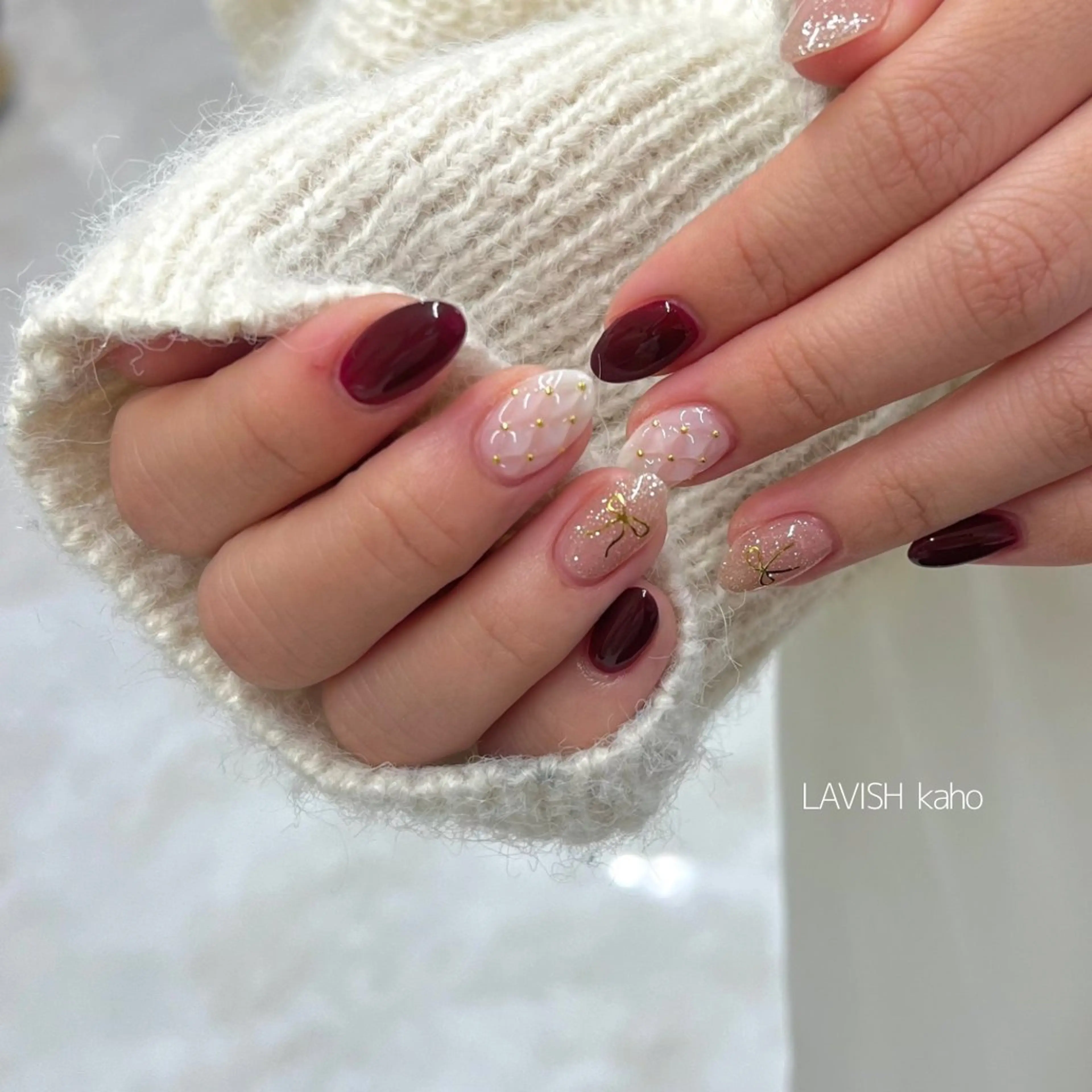 ネイル 冬ネイル ハンドネイル LAVISH kahoのネイルデザイン