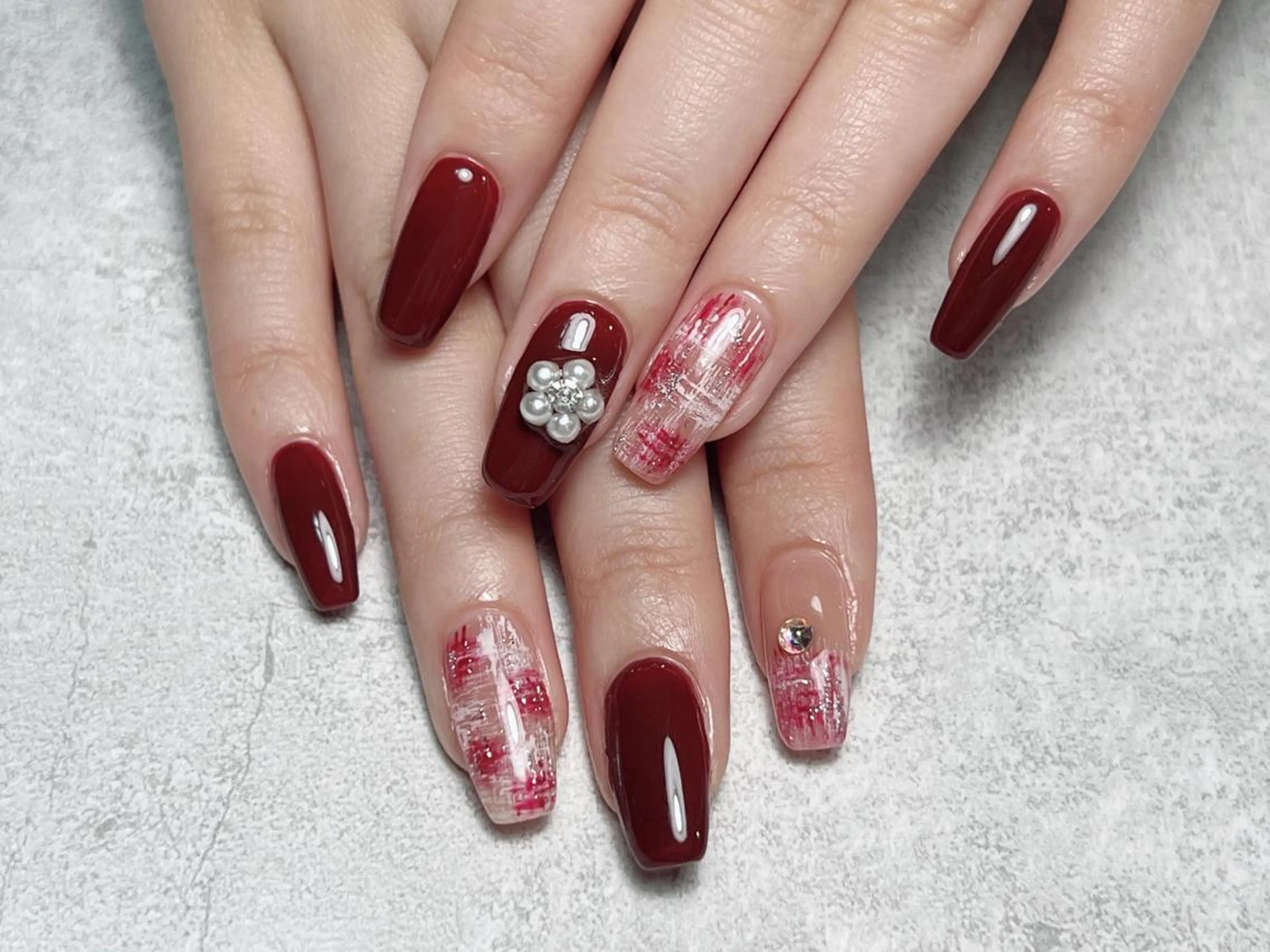 ネイル ツイードネイル ハンドネイル lucky nail 歌舞伎町のネイルデザイン