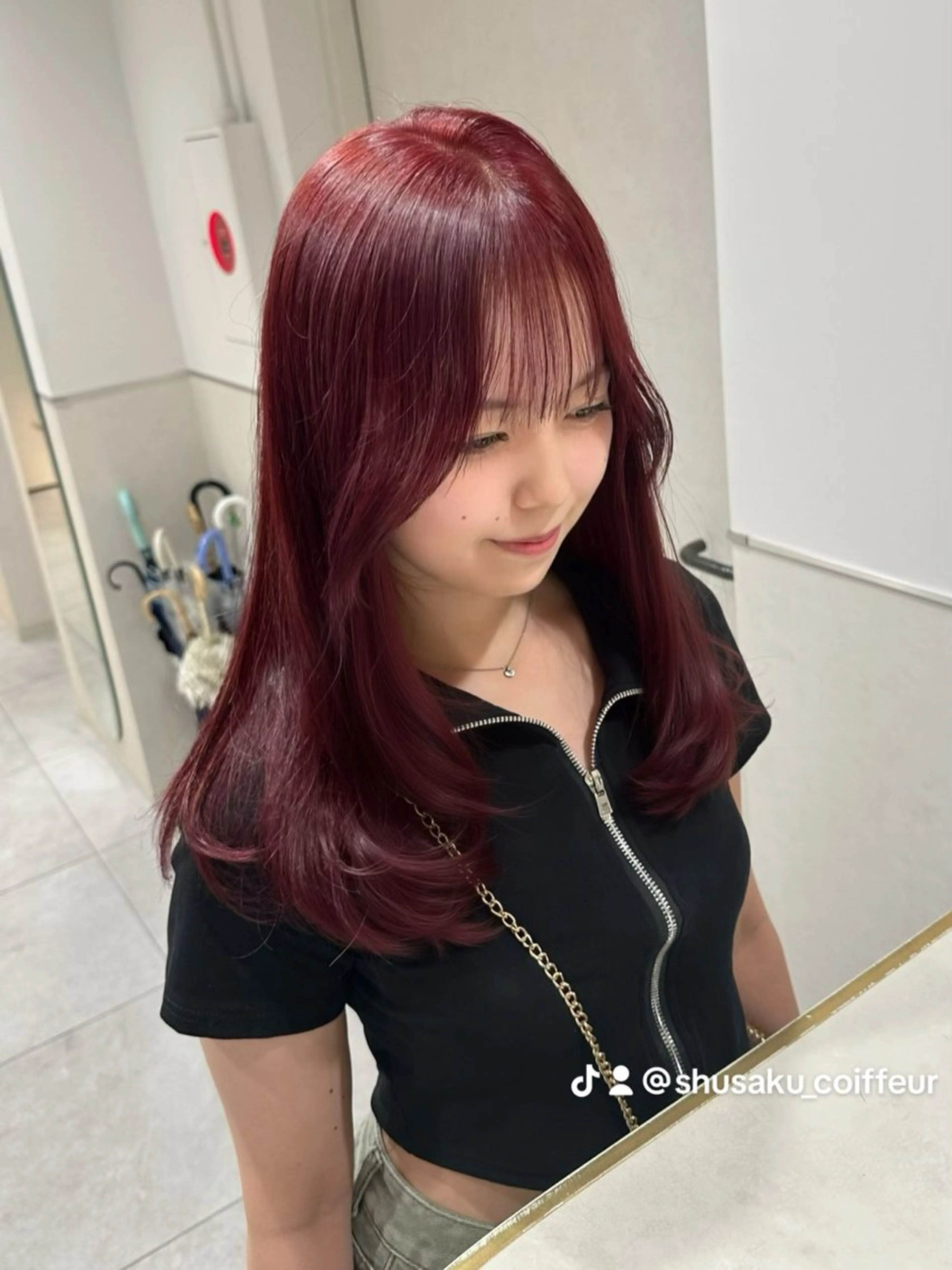 ロング カラー カット ヘアカラー ブリーチなしトレンド SHUSAKUのヘアスタイル